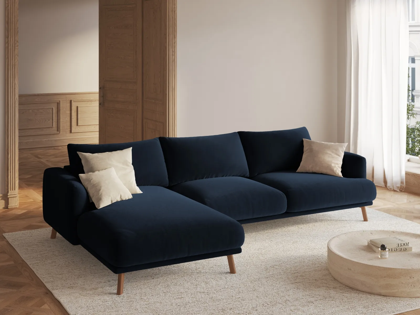 Naomi 4-Sitzer Ecksofa, Linke Seite, aus Samt oder Strukturstoff, 285x170 cm - Image 32