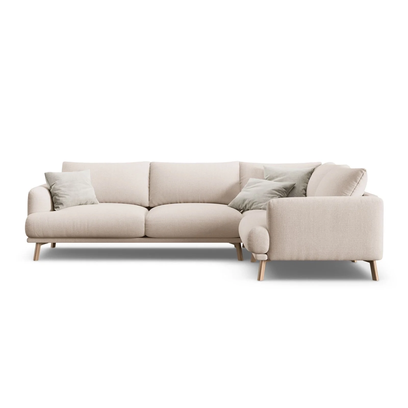 Naomi 4-Sitzer Ecksofa, Rechte Seite, aus Samt oder Strukturstoff, 280x195 cm