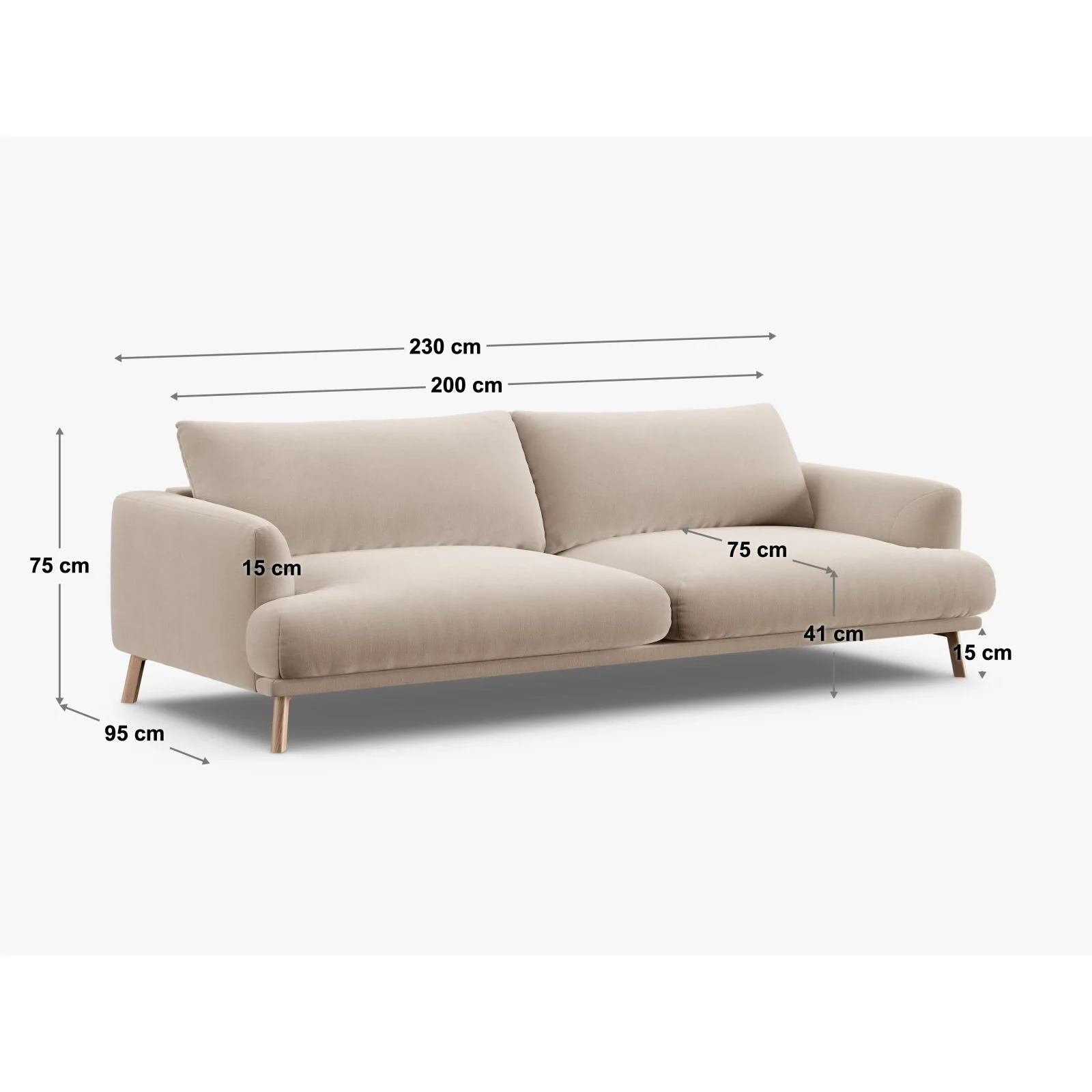 Naomi 4-Sitzer Sofa aus Samt oder Strukturstoff, 230x95 cm - Image 39