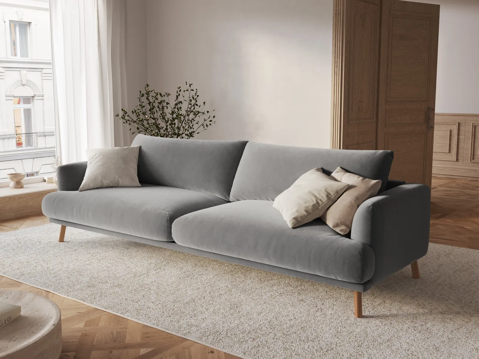 Naomi 4-Sitzer Sofa aus Samt oder Strukturstoff, 230x95 cm - Image 44