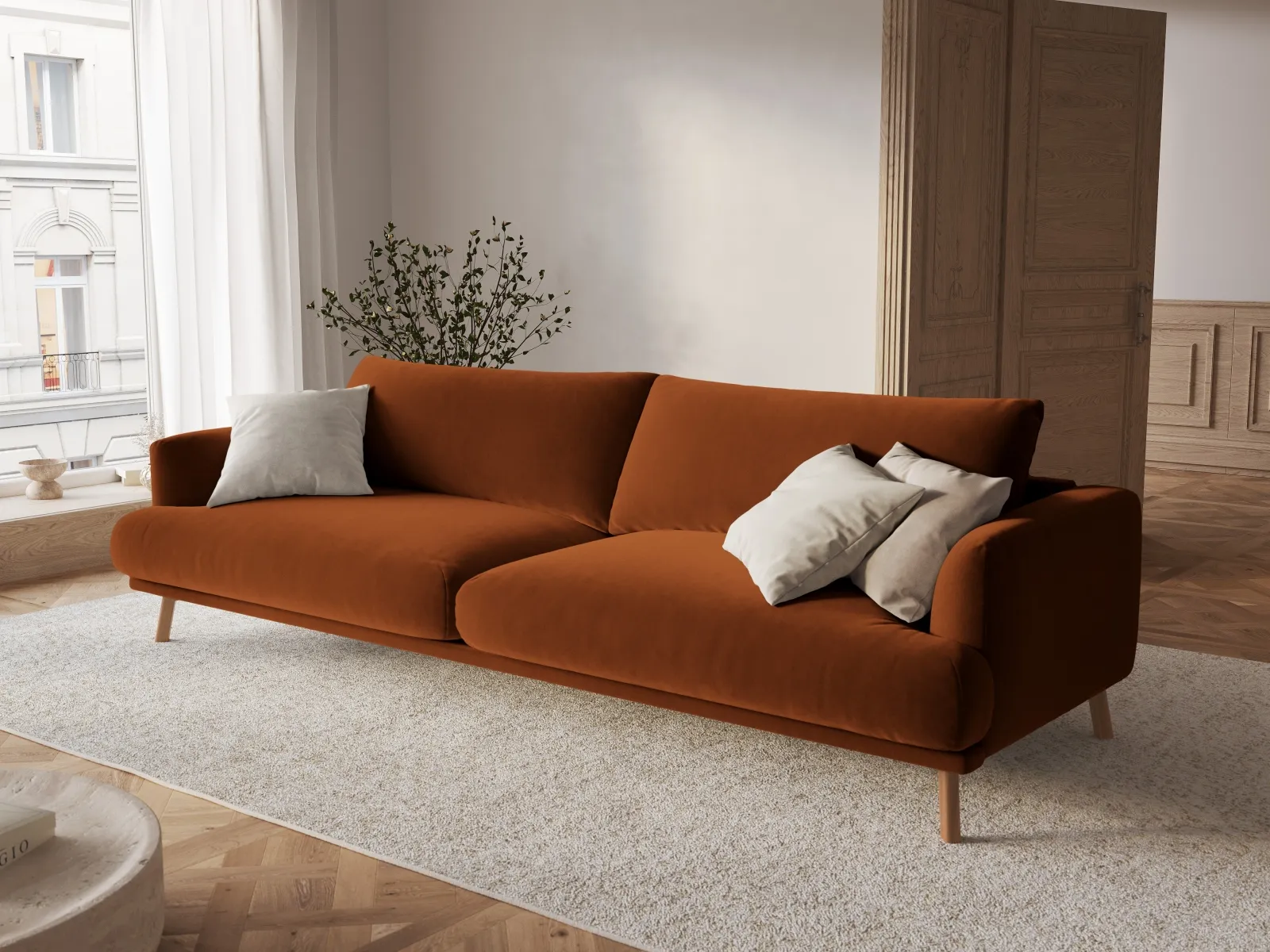 Naomi 4-Sitzer Sofa aus Samt oder Strukturstoff, 230x95 cm - Image 50