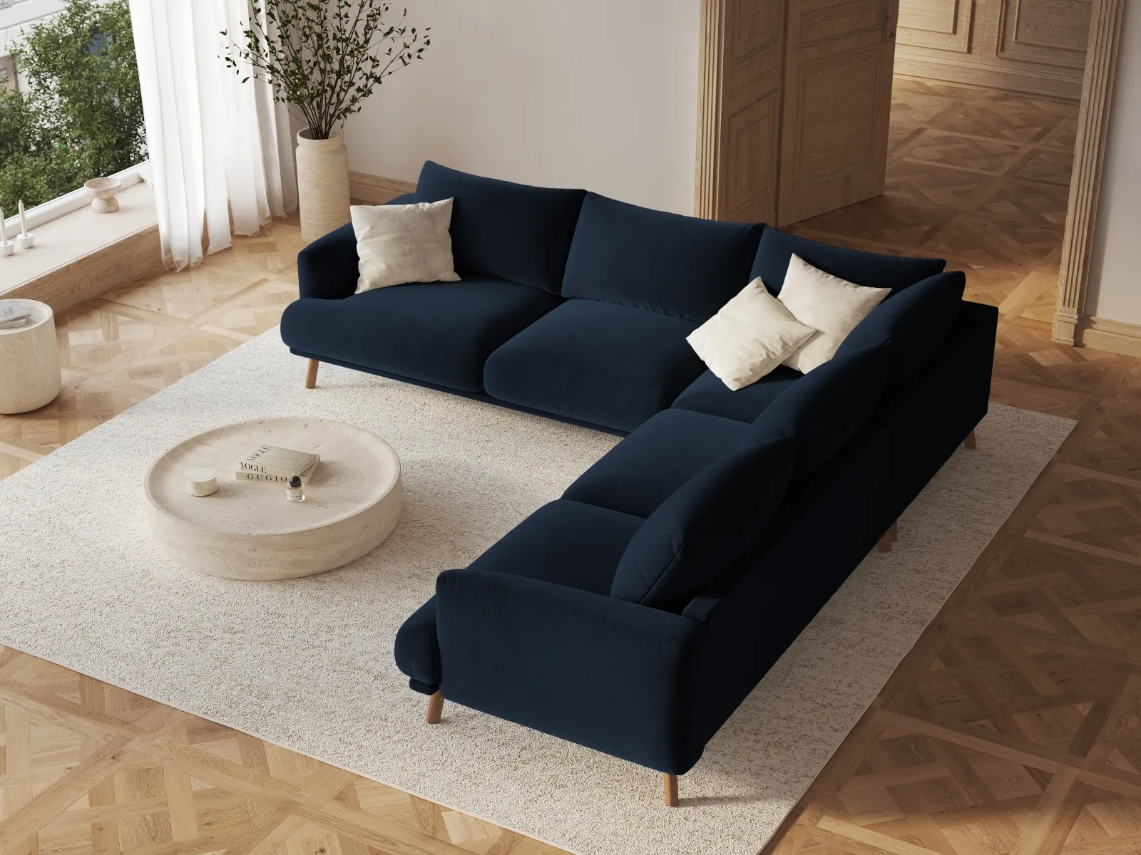 Naomi 5-Sitzer Ecksofa, Symmetrisch, aus Samt oder Strukturstoff, 280x280 cm - Image 32