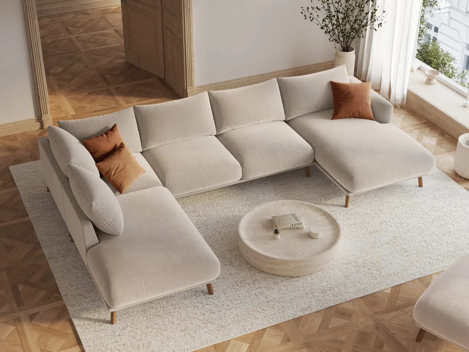Naomi Pouf aus Samt oder Strukturstoff, 100x70 cm - Image 22
