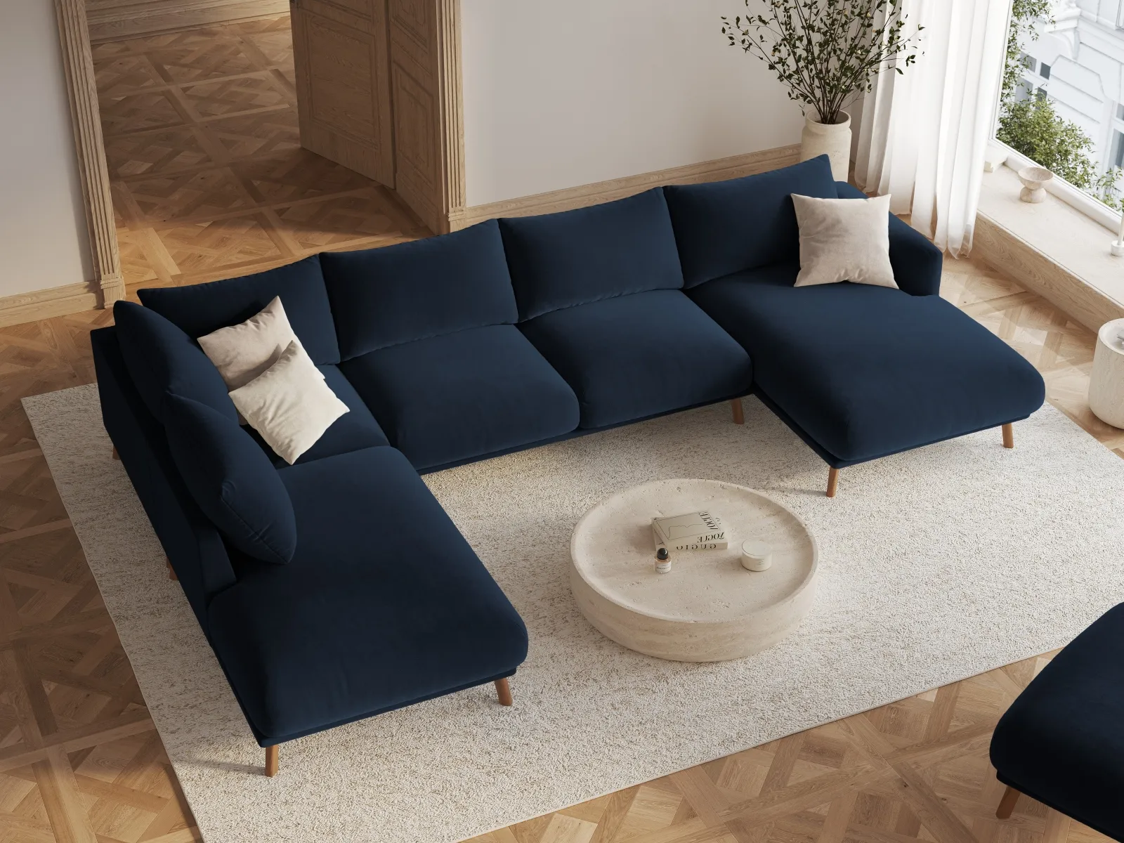 Naomi Pouf aus Samt oder Strukturstoff, 85x85 cm - Image 27