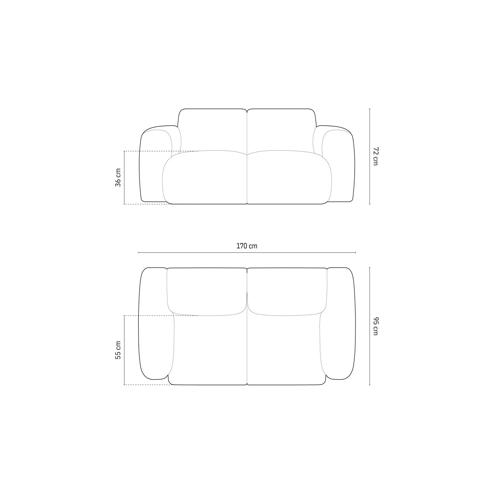 Nolio 2-Sitzer Sofa aus Samt oder Chenille, 170x95 cm - Image 39