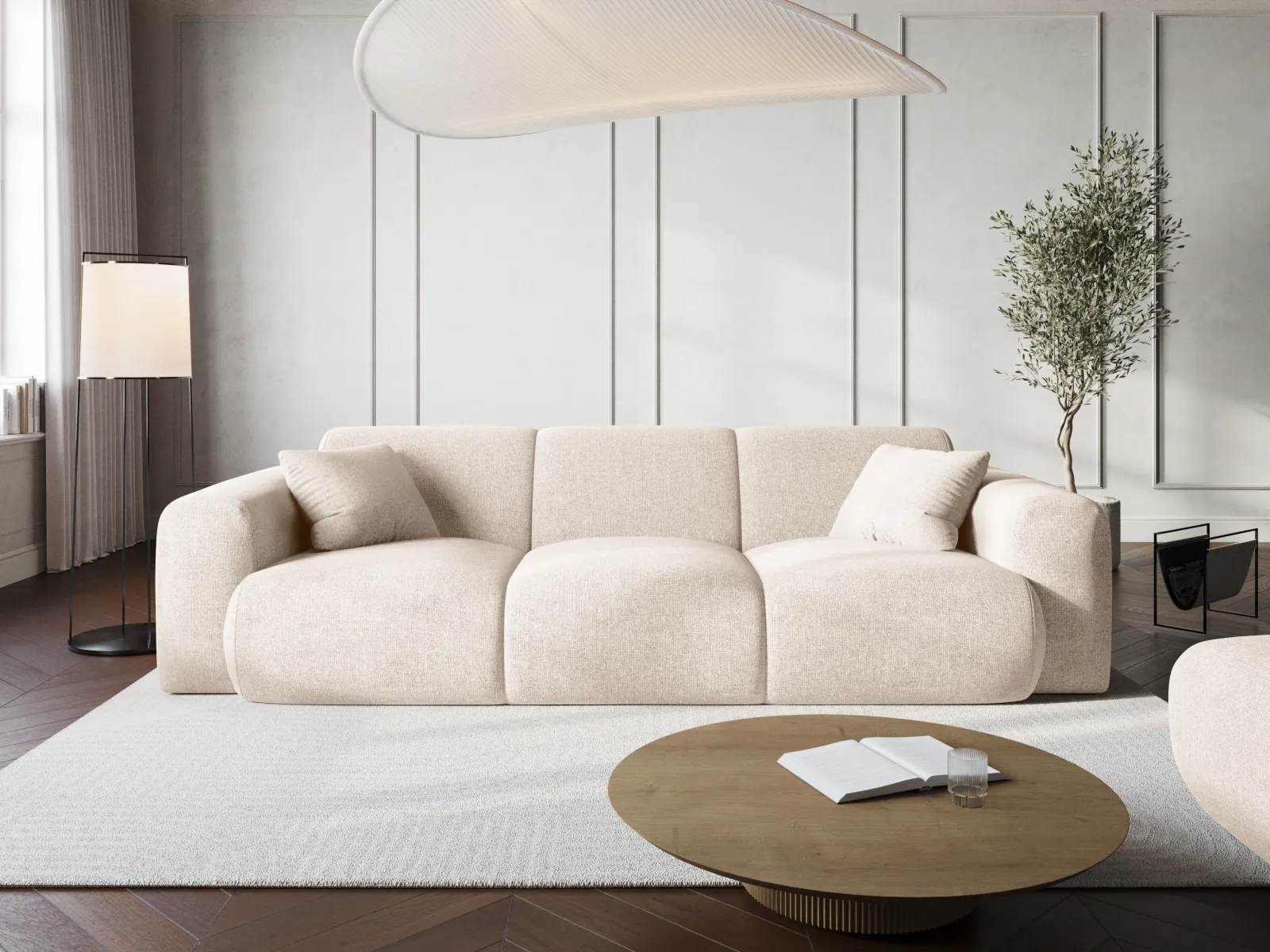 Nolio 3-Sitzer Sofa aus Samt oder Chenille, 235x95x72 cm - Image 2