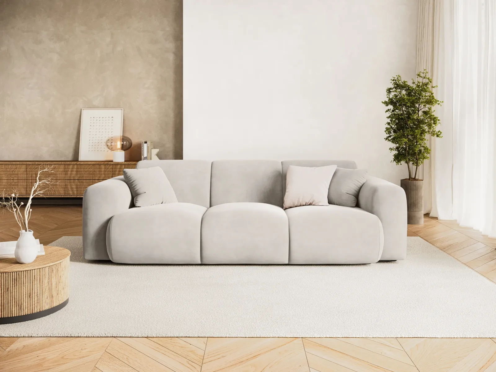 Nolio 3-Sitzer Sofa aus Samt oder Chenille, 235x95x72 cm - Image 56