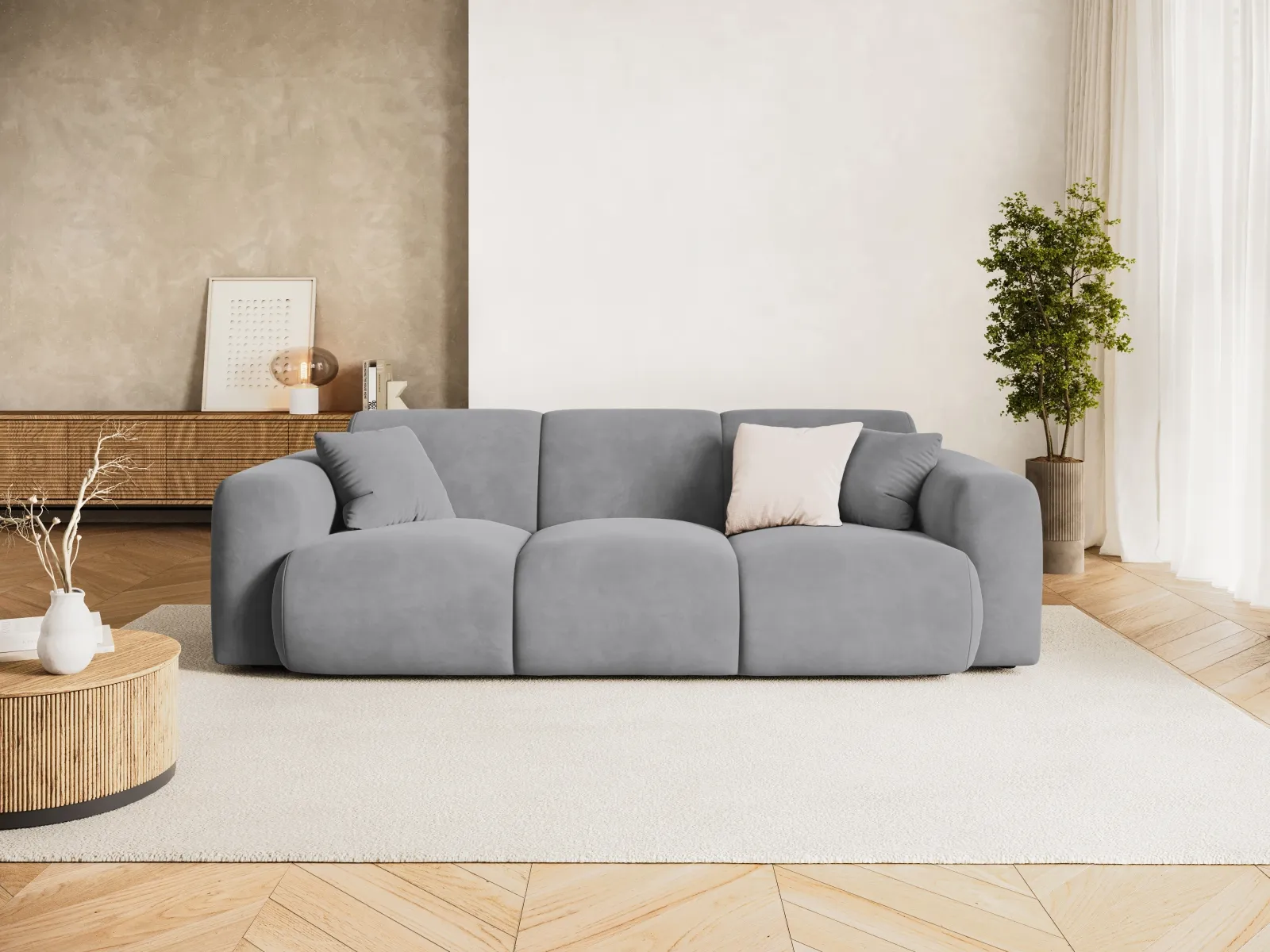 Nolio 3-Sitzer Sofa aus Samt oder Chenille, 235x95x72 cm - Image 62