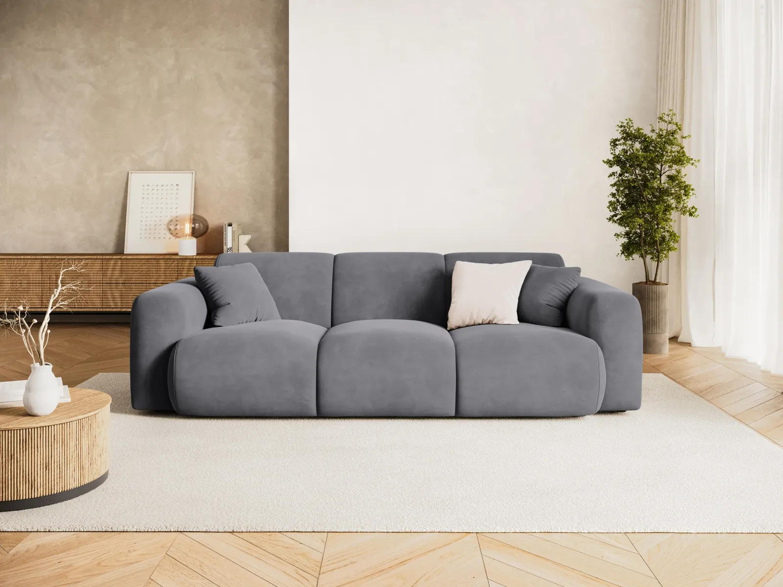 Nolio 3-Sitzer Sofa aus Samt oder Chenille, 235x95x72 cm - Image 68