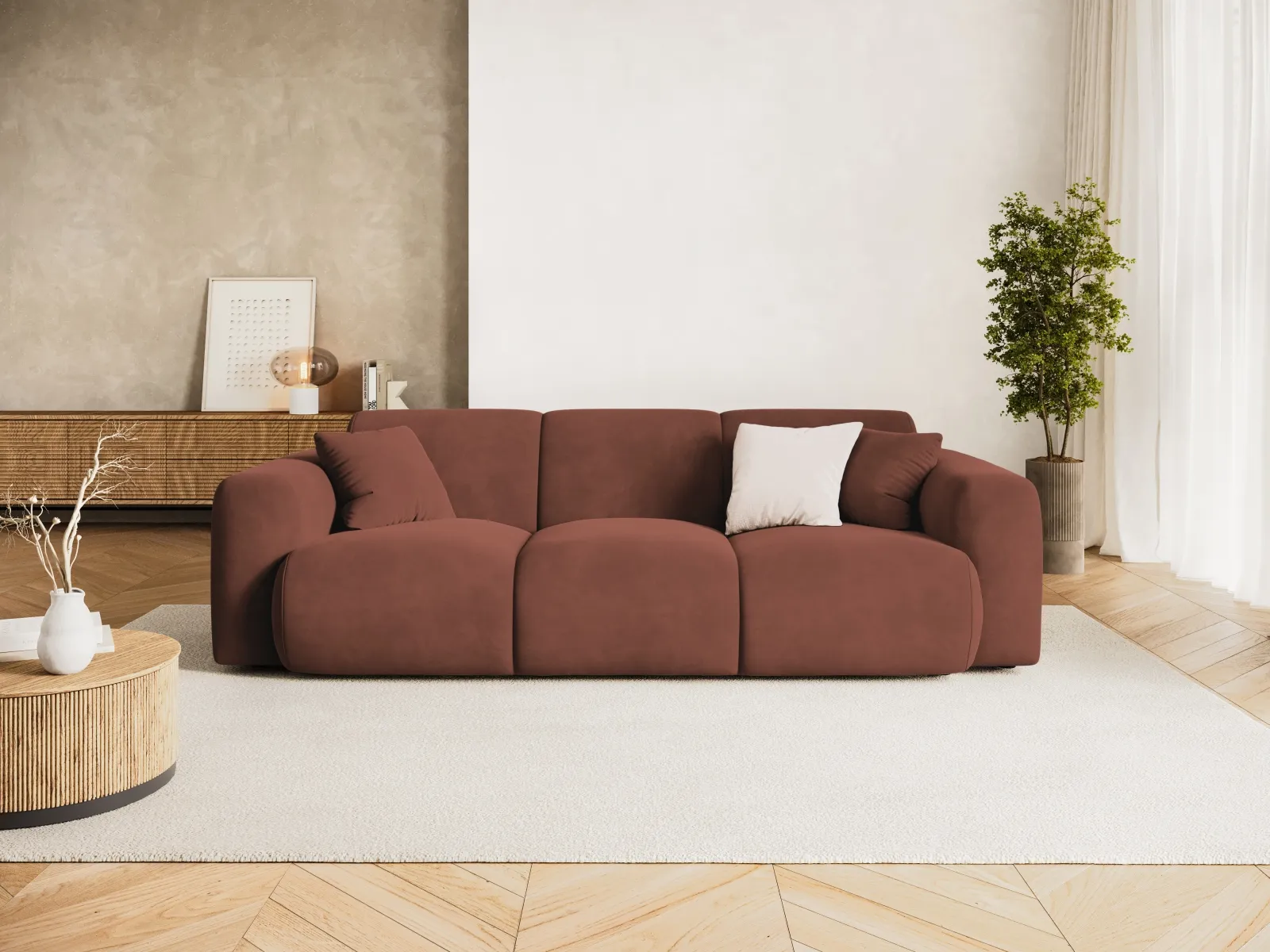 Nolio 3-Sitzer Sofa aus Samt oder Chenille, 235x95x72 cm - Image 74