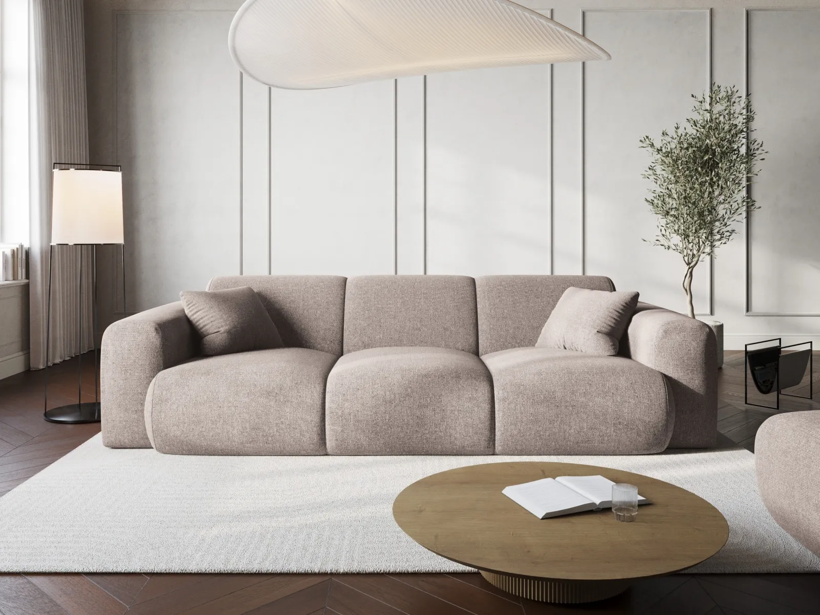 Nolio 3-Sitzer Sofa aus Samt oder Chenille, 235x95x72 cm - Image 8