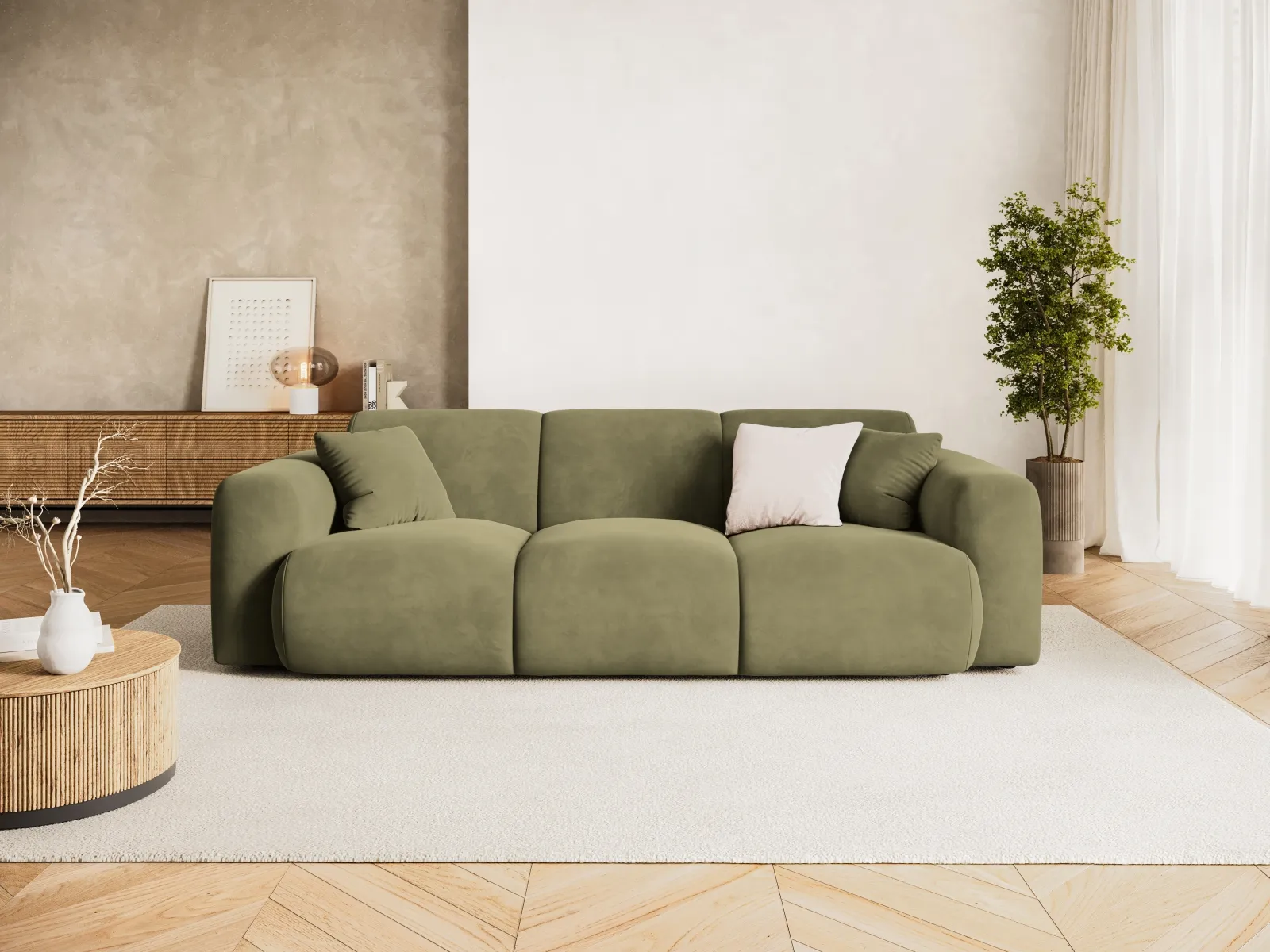 Nolio 3-Sitzer Sofa aus Samt oder Chenille, 235x95x72 cm - Image 80