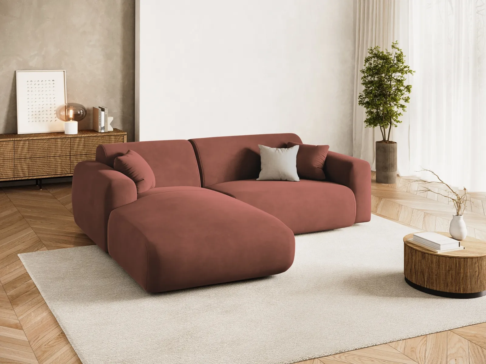 Nolio 4-Sitzer Ecksofa, Linke Seite, aus Samt oder Chenille, 235x170x72 cm - Image 74
