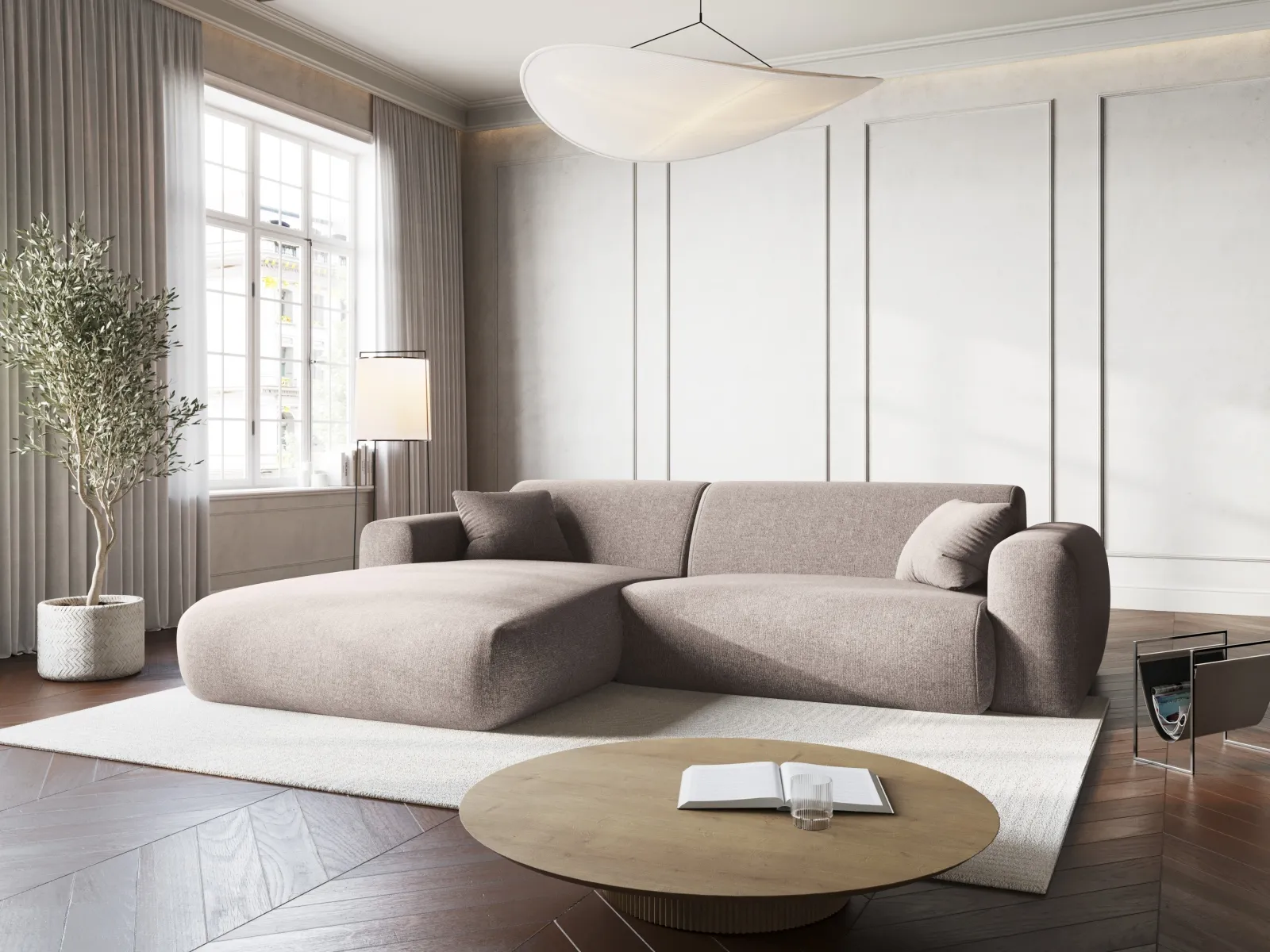 Nolio 4-Sitzer Ecksofa, Linke Seite, aus Samt oder Chenille, 235x170x72 cm - Image 8