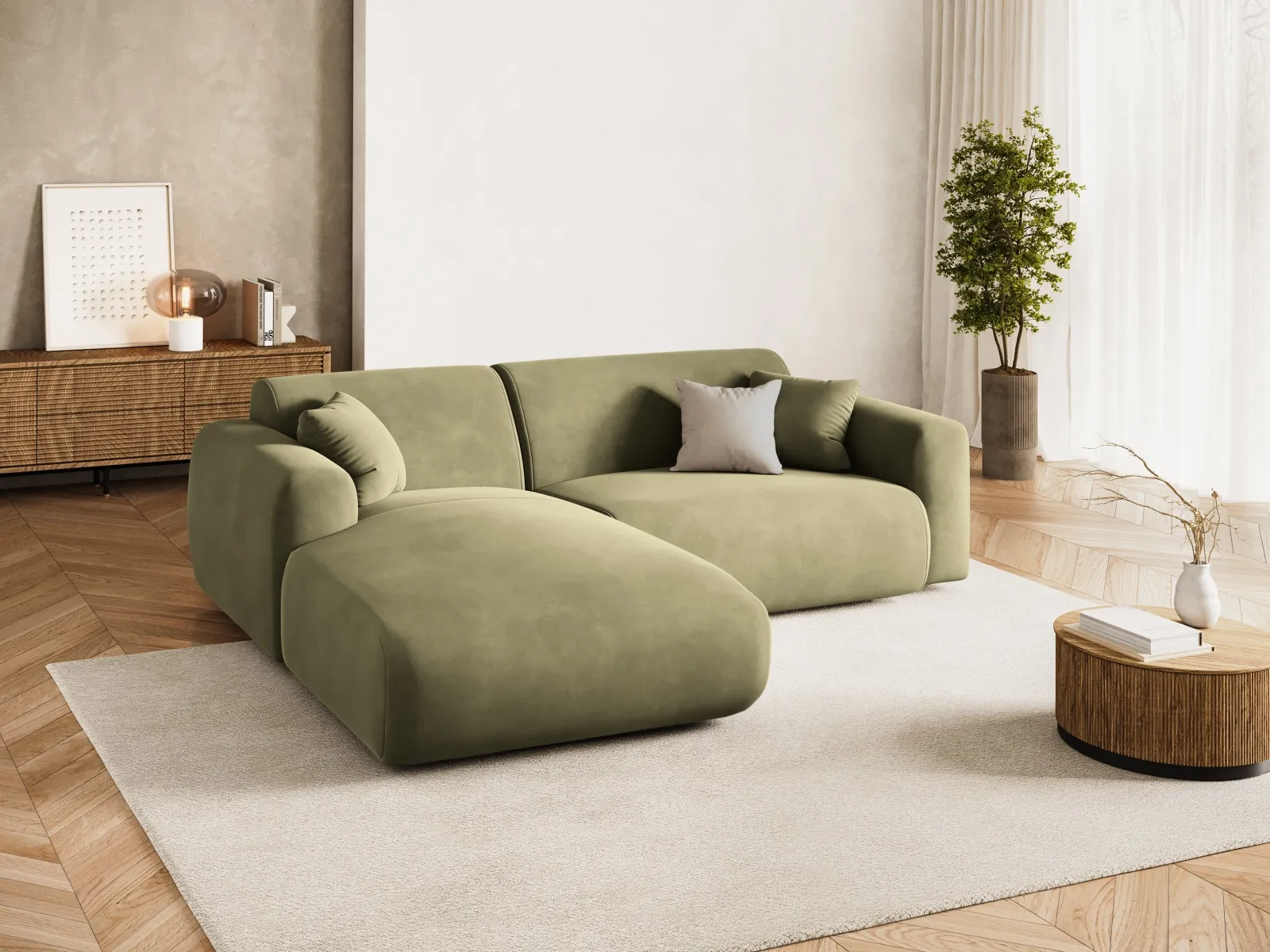 Nolio 4-Sitzer Ecksofa, Linke Seite, aus Samt oder Chenille, 235x170x72 cm - Image 80