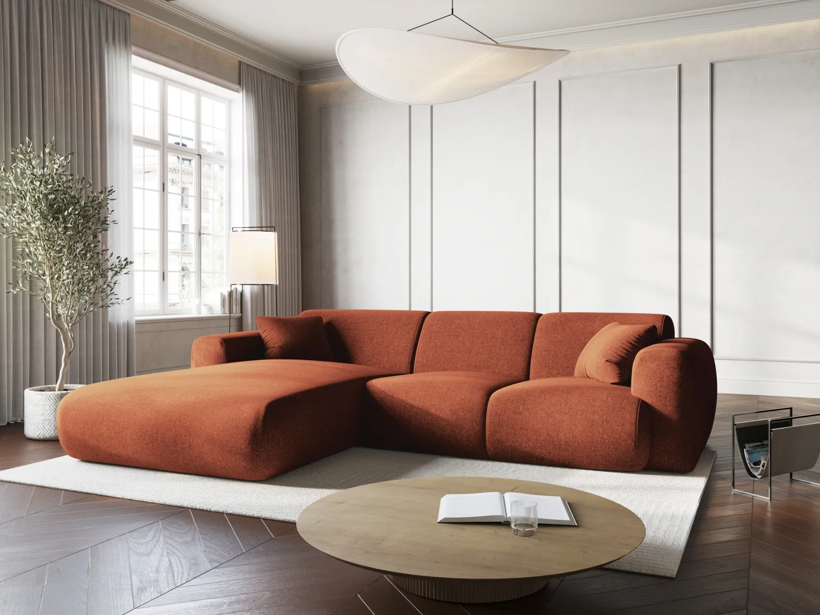 Nolio 4-Sitzer Ecksofa, Linke Seite, aus Samt oder Chenille, 260x170x72 cm - Image 14