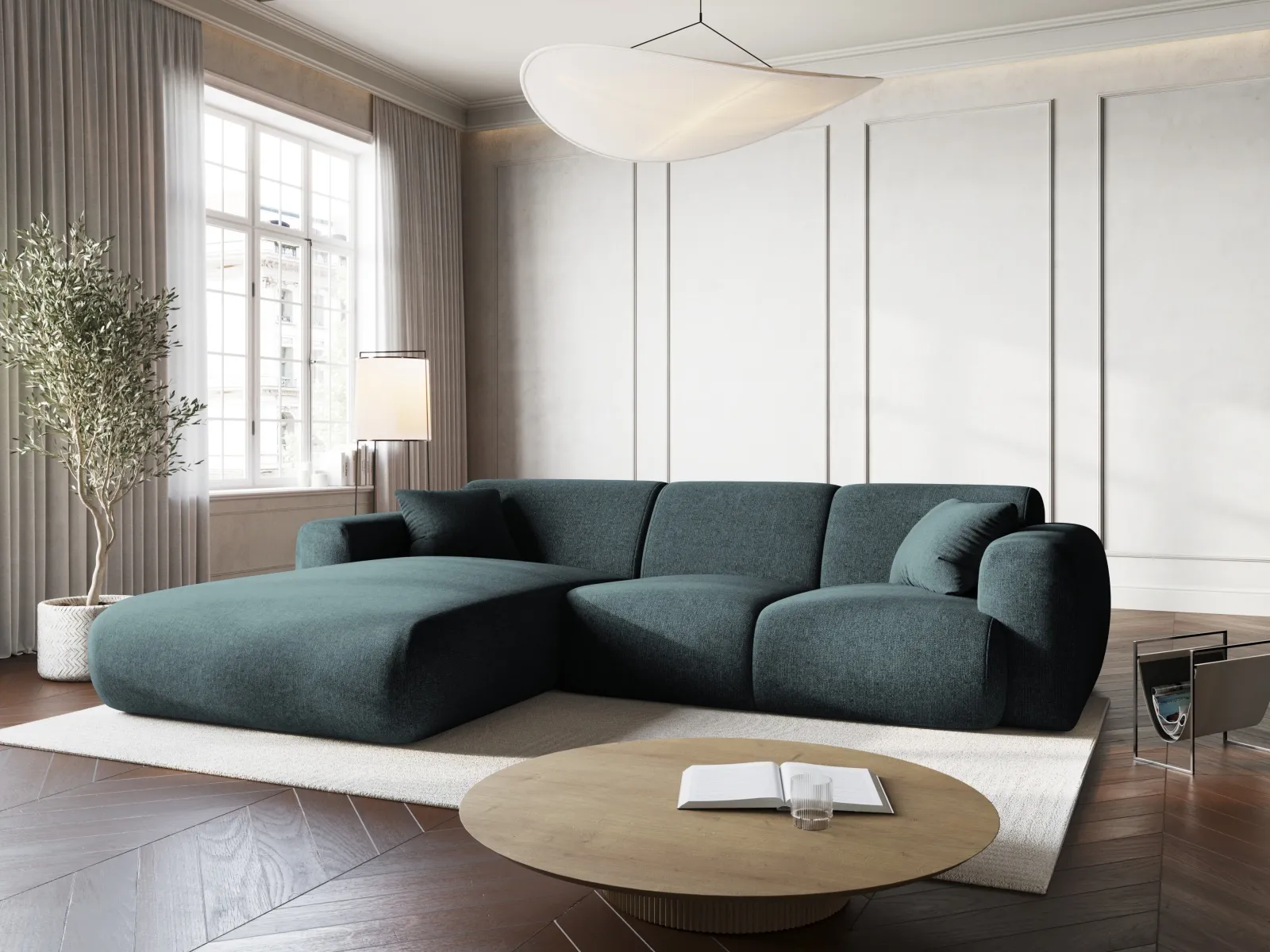 Nolio 4-Sitzer Ecksofa, Linke Seite, aus Samt oder Chenille, 260x170x72 cm - Image 26