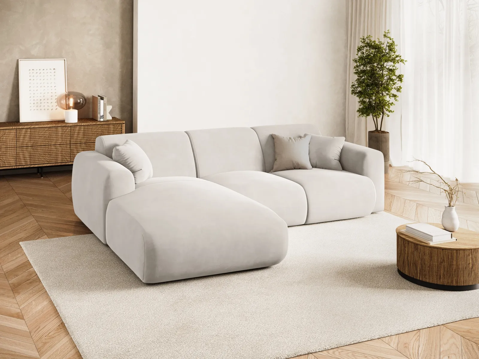 Nolio 4-Sitzer Ecksofa, Linke Seite, aus Samt oder Chenille, 260x170x72 cm - Image 56
