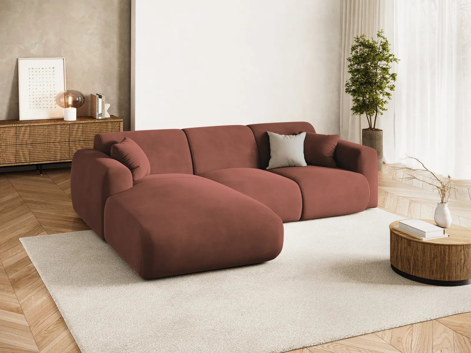 Nolio 4-Sitzer Ecksofa, Linke Seite, aus Samt oder Chenille, 260x170x72 cm - Image 74