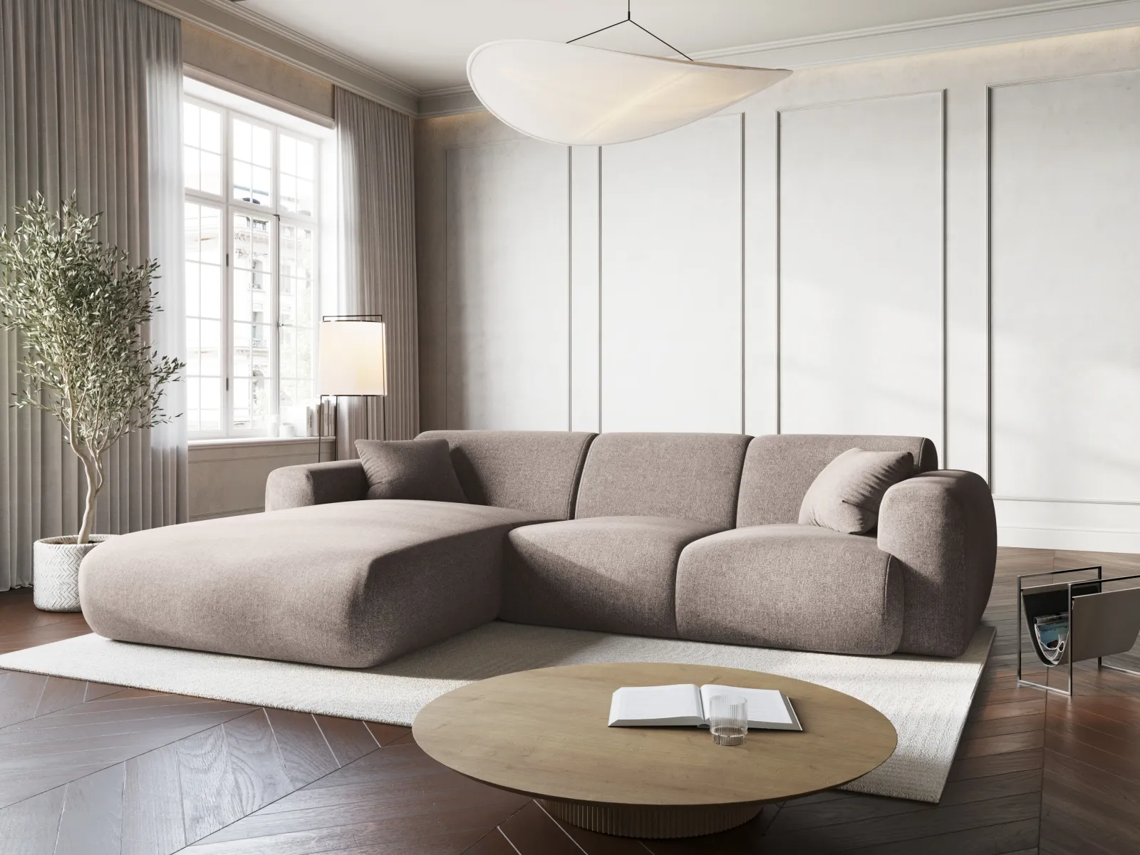 Nolio 4-Sitzer Ecksofa, Linke Seite, aus Samt oder Chenille, 260x170x72 cm - Image 8