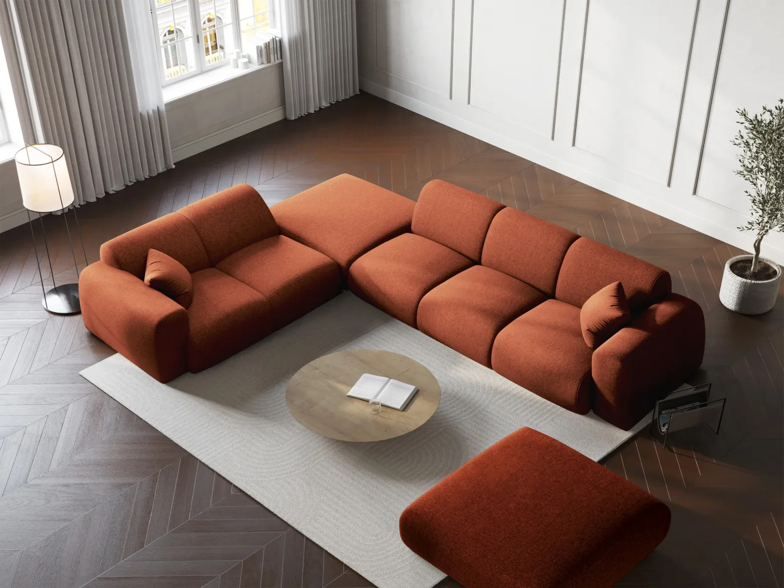 Nolio 4-Sitzer Ecksofa, Linke Seite, aus Samt oder Chenille, 315x250 cm - Image 14