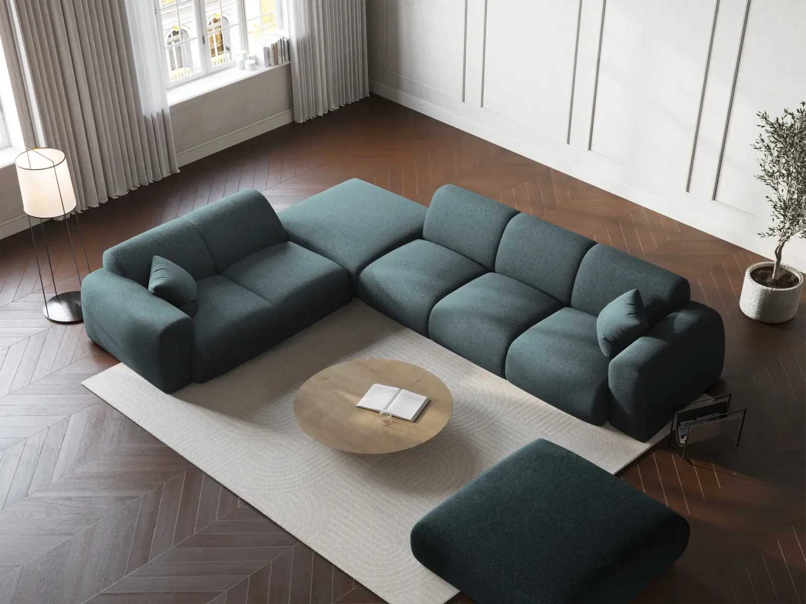 Nolio 4-Sitzer Ecksofa, Linke Seite, aus Samt oder Chenille, 315x250 cm - Image 26