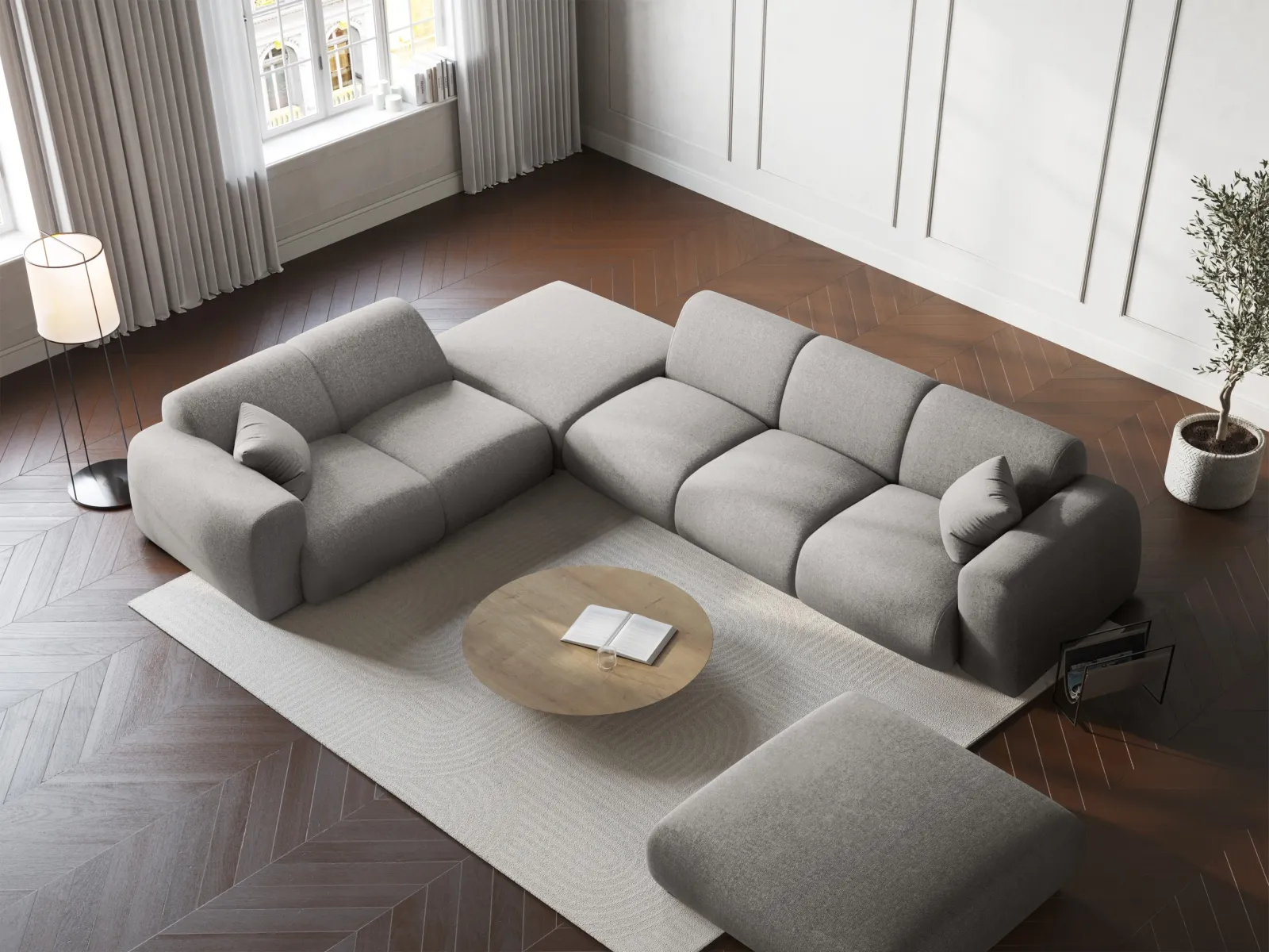 Nolio 4-Sitzer Ecksofa, Linke Seite, aus Samt oder Chenille, 315x250 cm - Image 38
