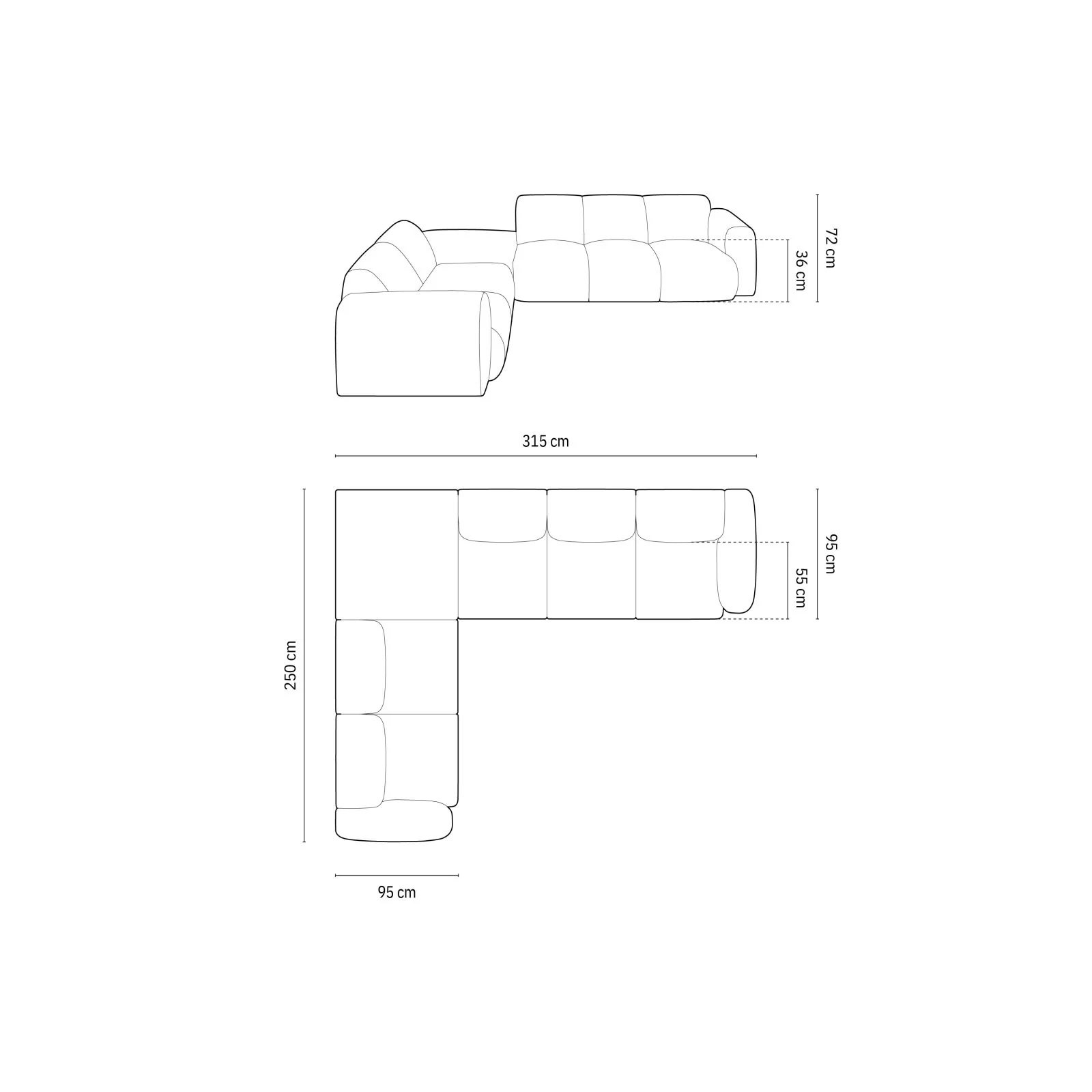 Nolio 4-Sitzer Ecksofa, Linke Seite, aus Samt oder Chenille, 315x250 cm - Image 57