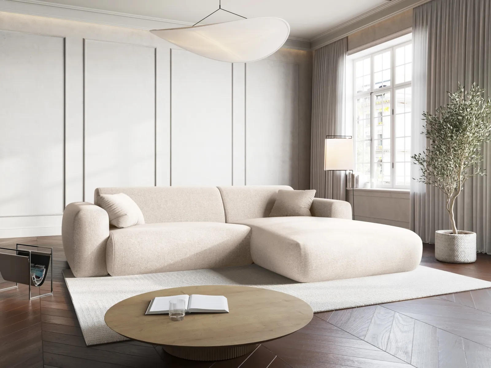 Nolio 4-Sitzer Ecksofa, Rechte Seite, aus Samt oder Chenille, 235x170x72 cm - Image 2