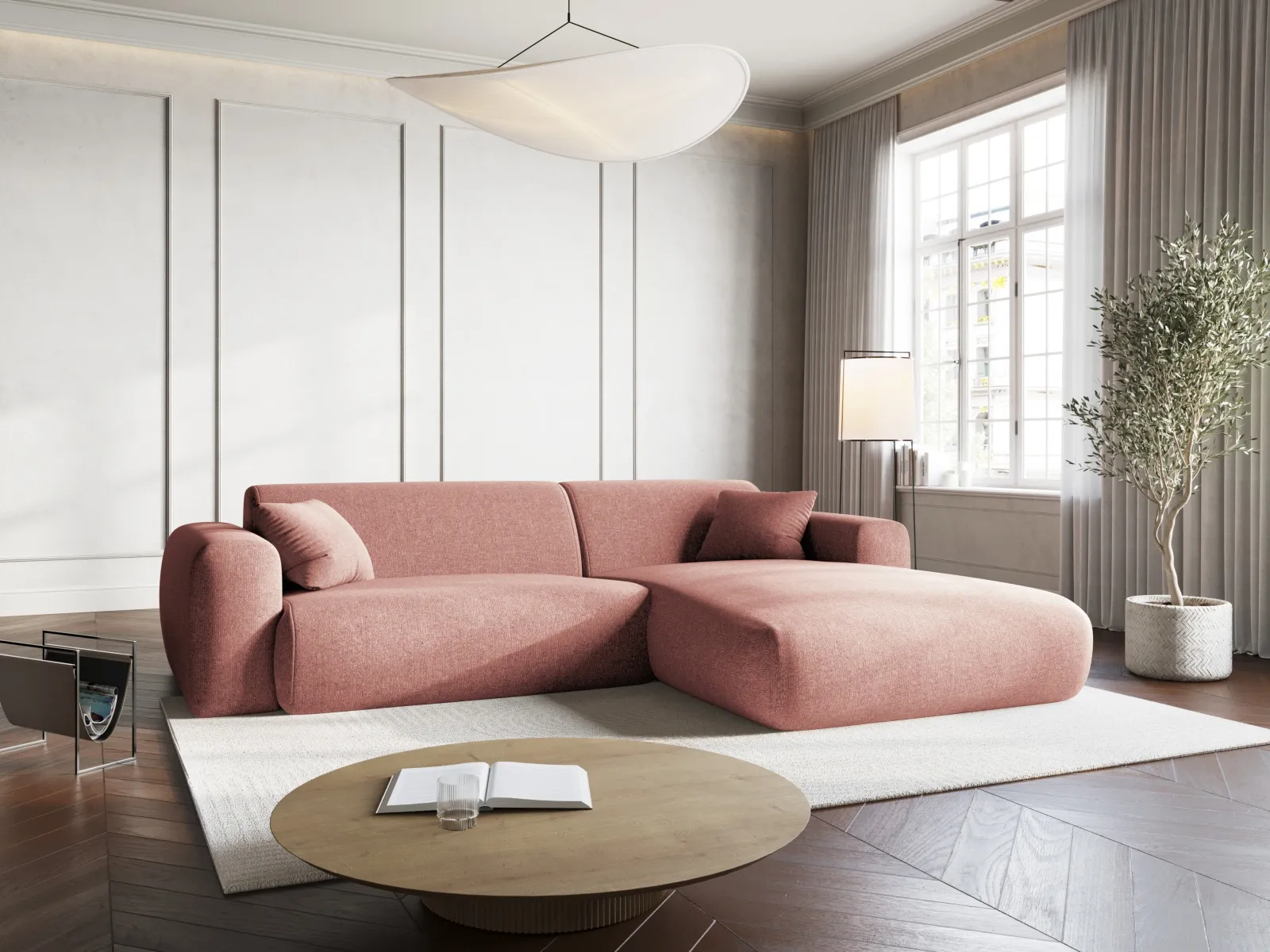 Nolio 4-Sitzer Ecksofa, Rechte Seite, aus Samt oder Chenille, 235x170x72 cm - Image 20