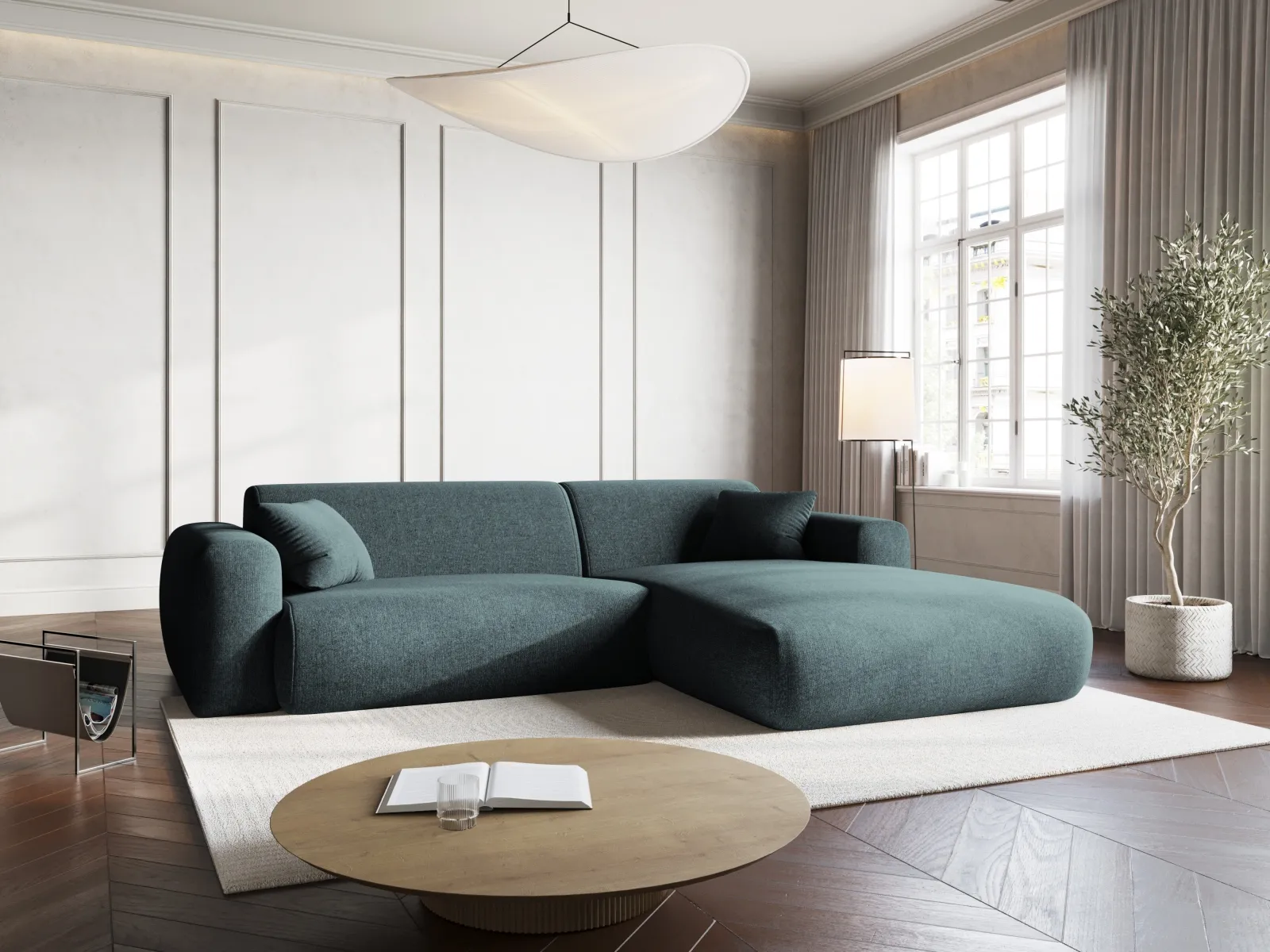 Nolio 4-Sitzer Ecksofa, Rechte Seite, aus Samt oder Chenille, 235x170x72 cm - Image 26