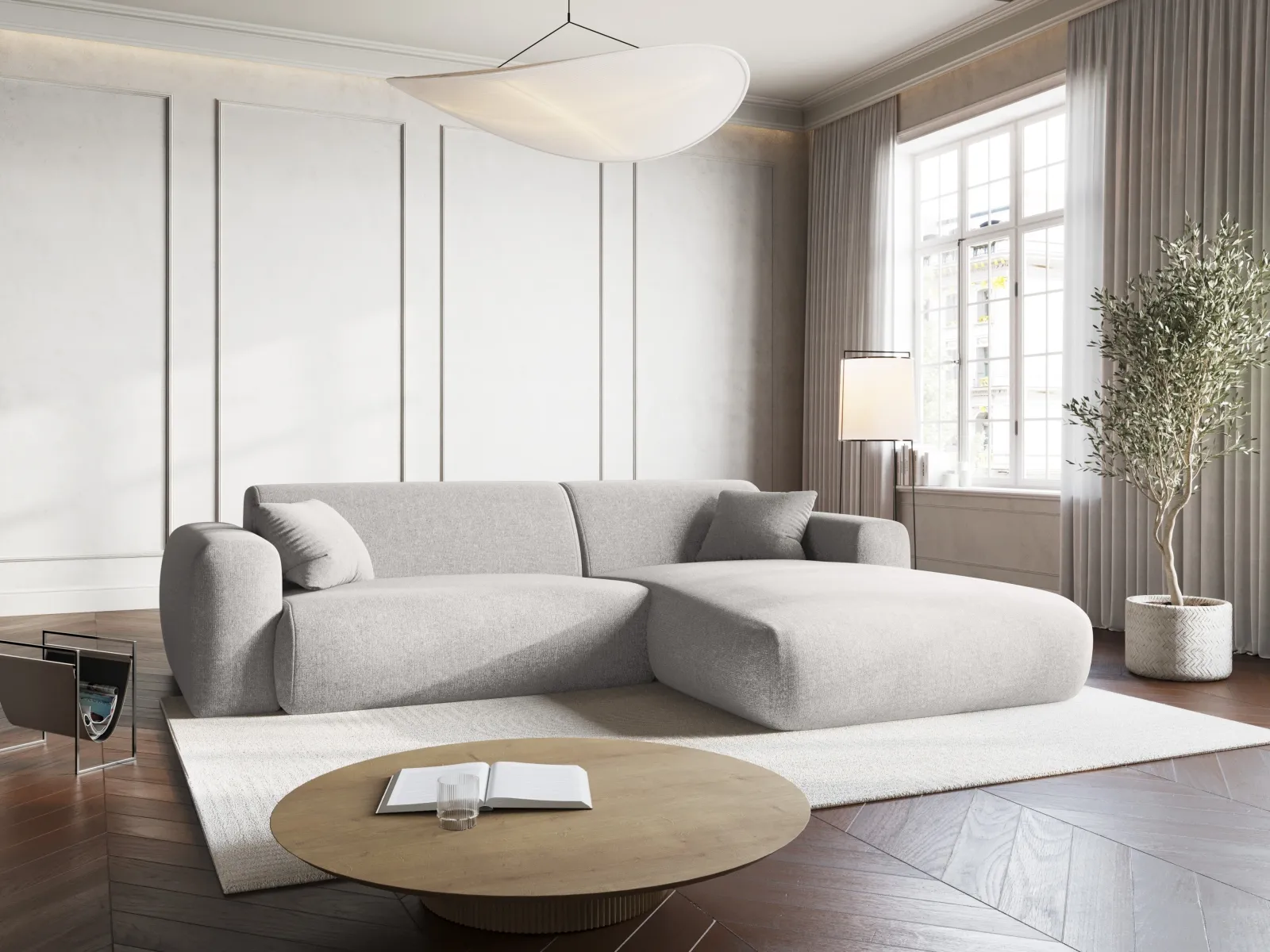 Nolio 4-Sitzer Ecksofa, Rechte Seite, aus Samt oder Chenille, 235x170x72 cm - Image 38