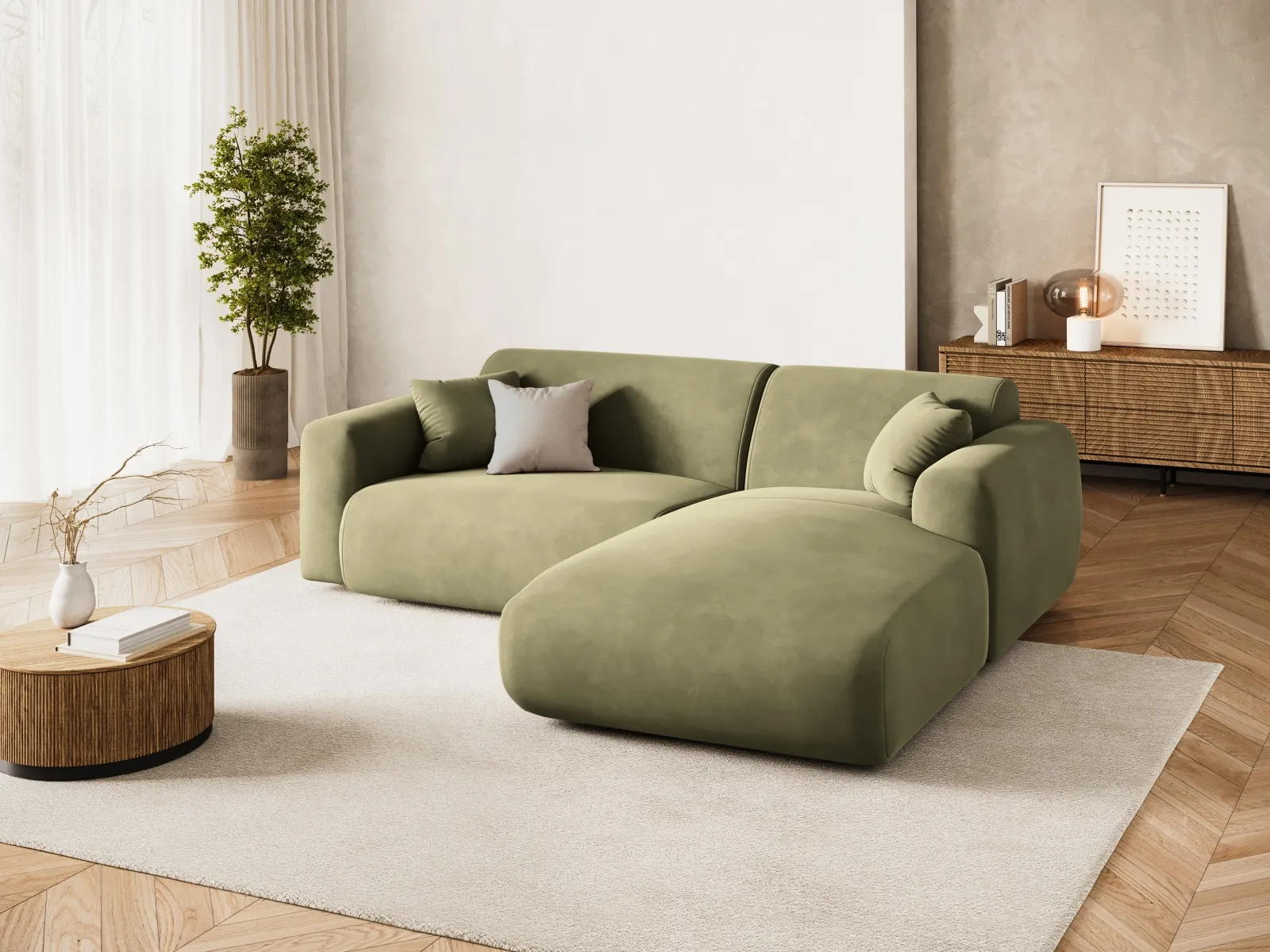 Nolio 4-Sitzer Ecksofa, Rechte Seite, aus Samt oder Chenille, 235x170x72 cm - Image 80