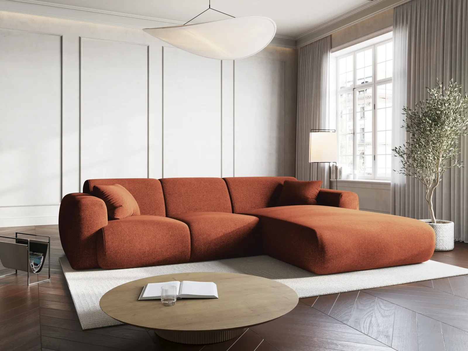 Nolio 4-Sitzer Ecksofa, Rechte Seite, aus Samt oder Chenille, 260x170x72 cm - Image 14