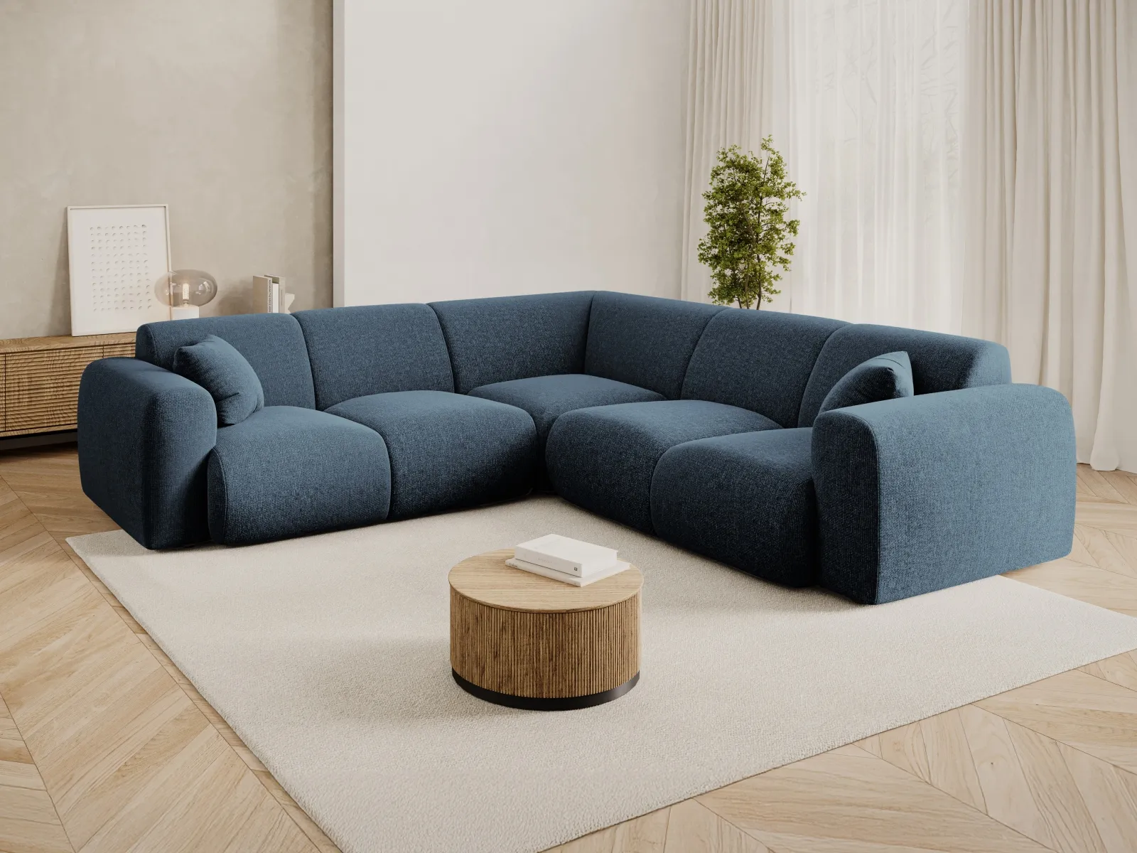 Nolio 5-Sitzer Ecksofa, symmetrisch, aus Samt oder Chenille, 252x252x72 cm - Image 27