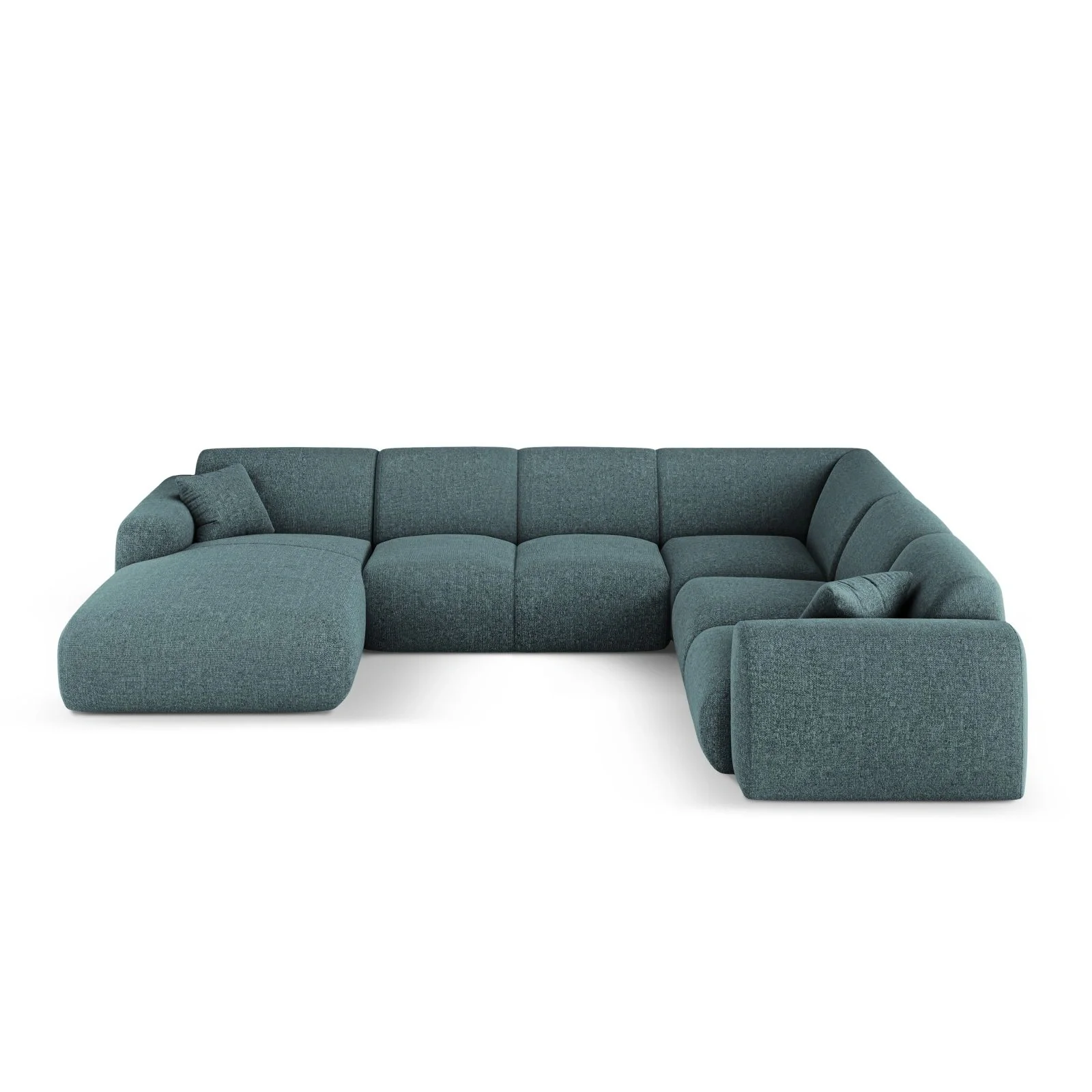 Nolio 6-Sitzer Panorama Ecksofa, Rechte Seite, aus Samt oder Chenille, 342x252x72 cm - Image 21