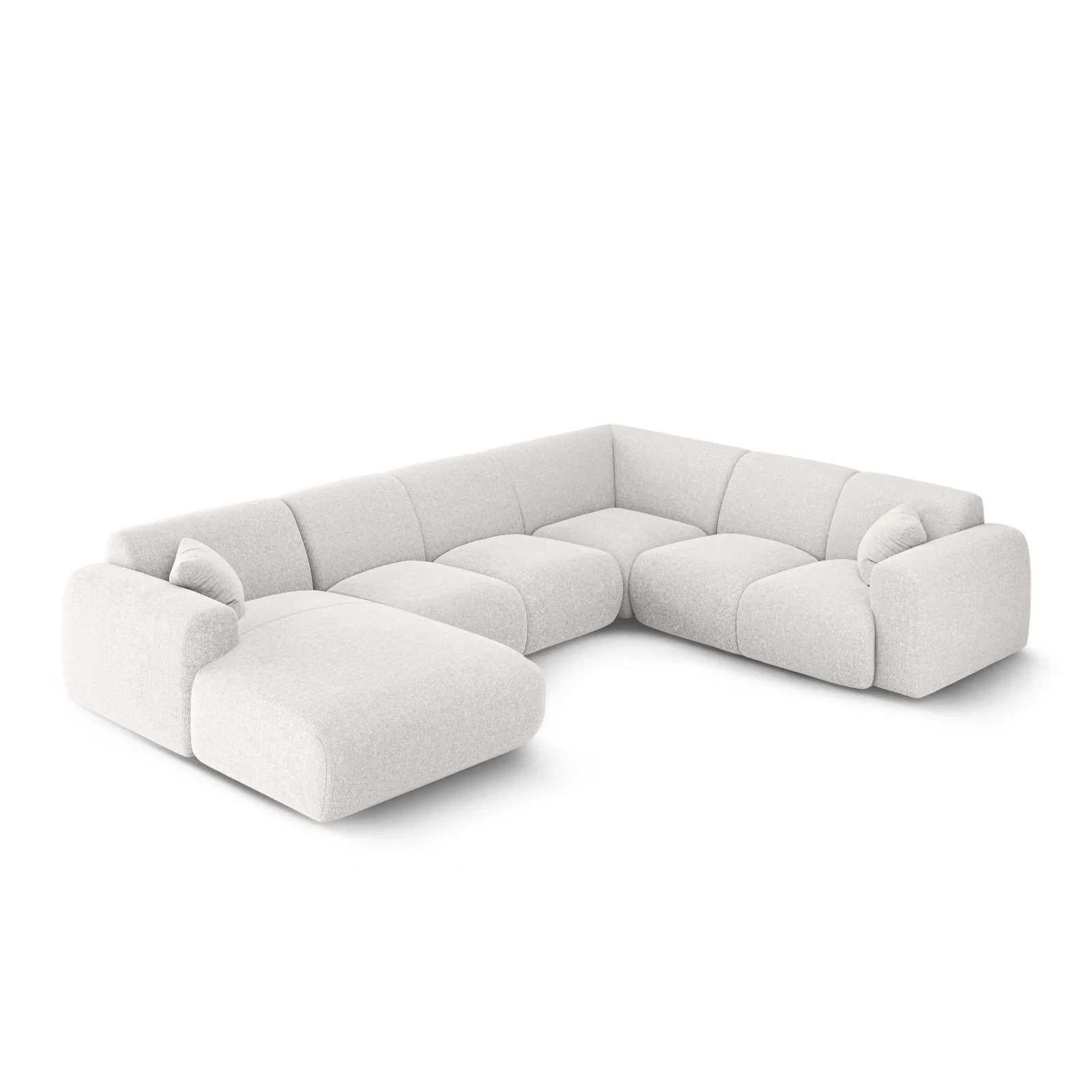Nolio 6-Sitzer Panorama Ecksofa, Rechte Seite, aus Samt oder Chenille, 342x252x72 cm - Image 33