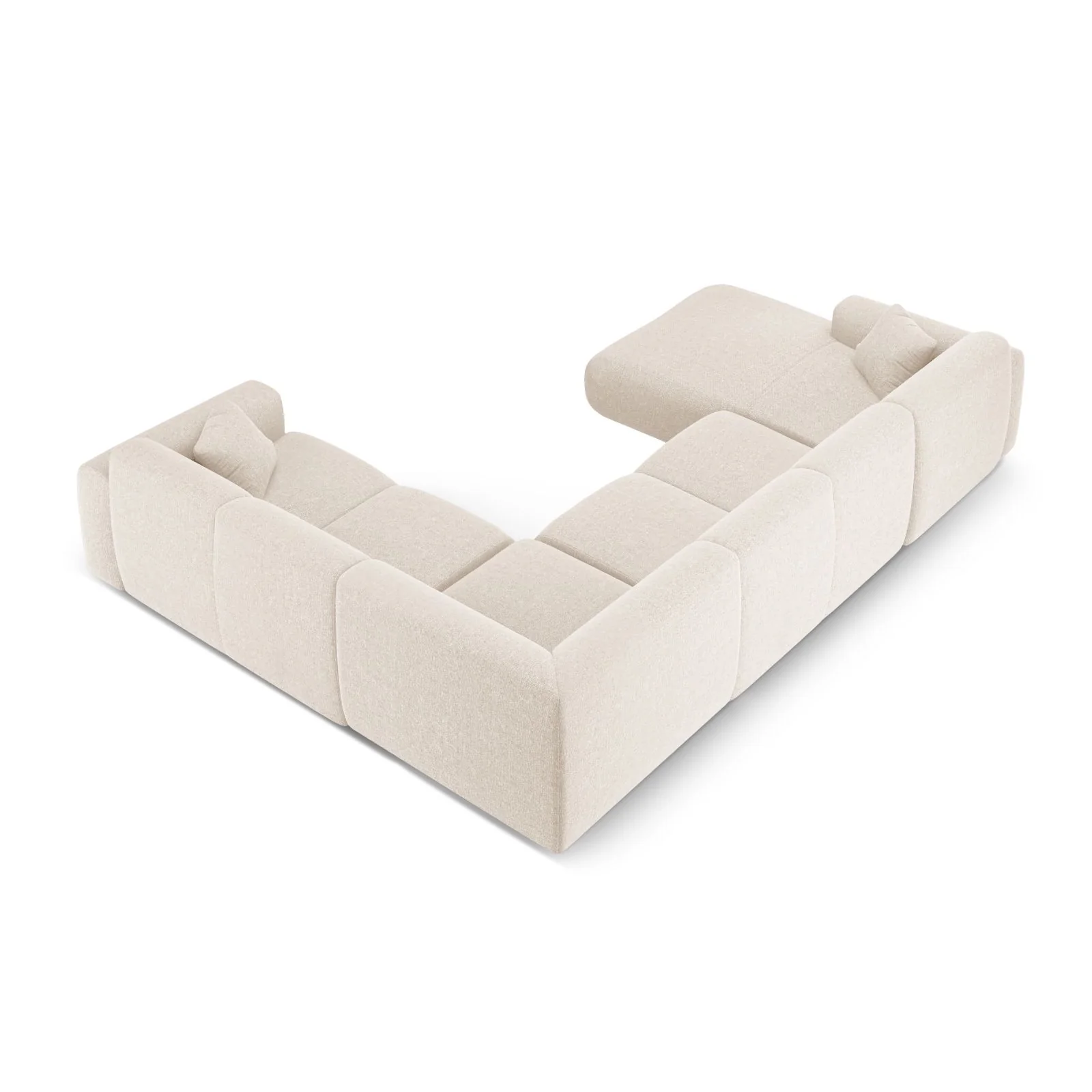 Nolio 6-Sitzer Panorama Ecksofa, Rechte Seite, aus Samt oder Chenille, 342x252x72 cm - Image 4