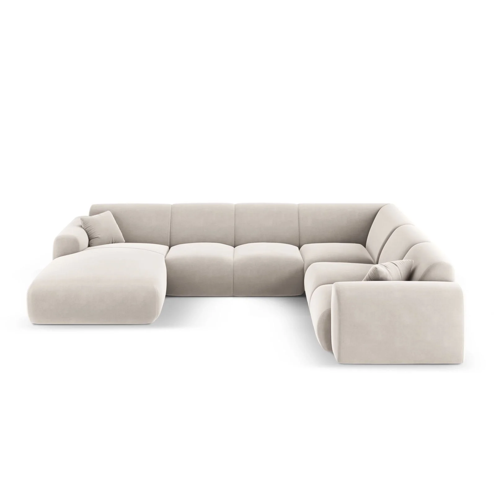 Nolio 6-Sitzer Panorama Ecksofa, Rechte Seite, aus Samt oder Chenille, 342x252x72 cm - Image 46