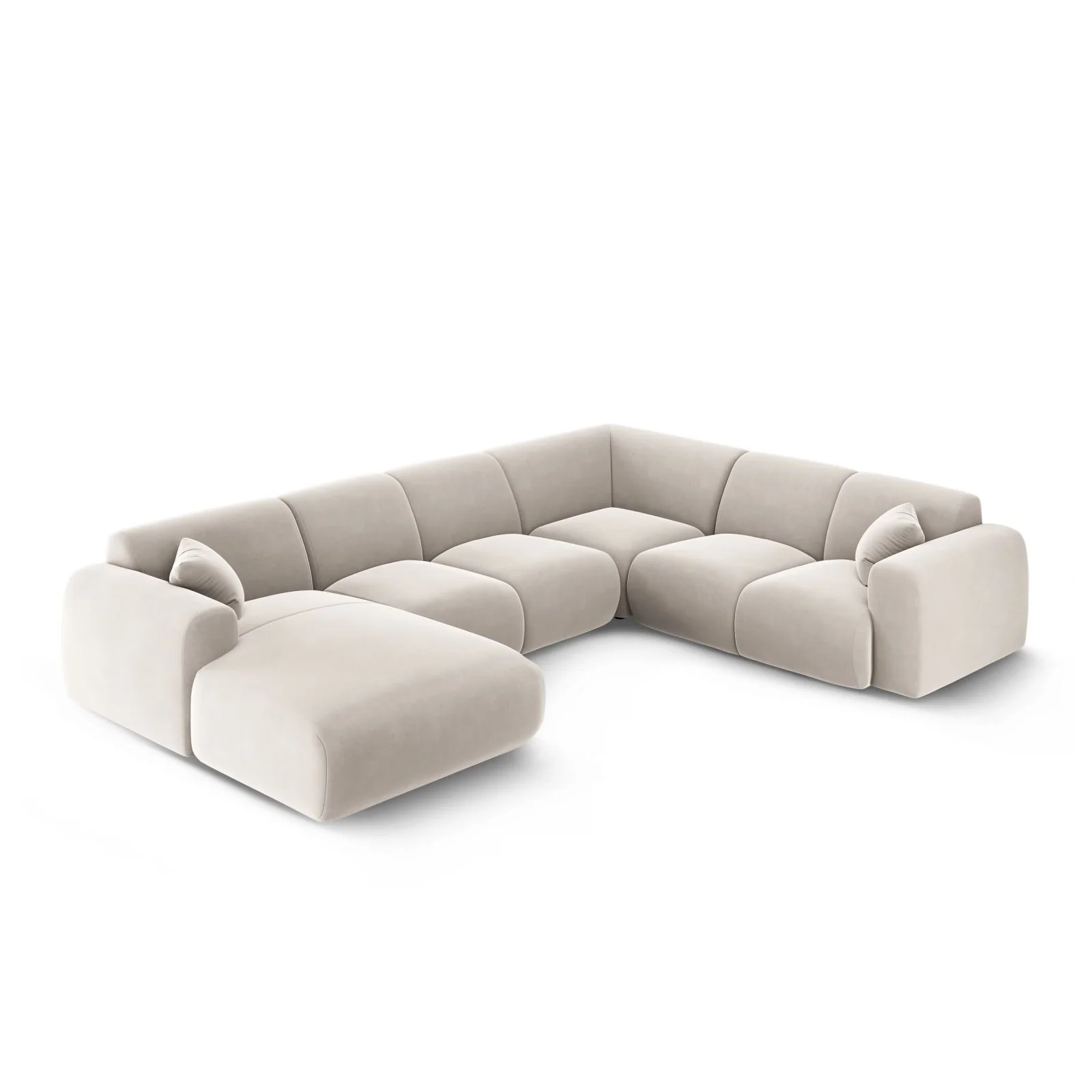 Nolio 6-Sitzer Panorama Ecksofa, Rechte Seite, aus Samt oder Chenille, 342x252x72 cm - Image 48