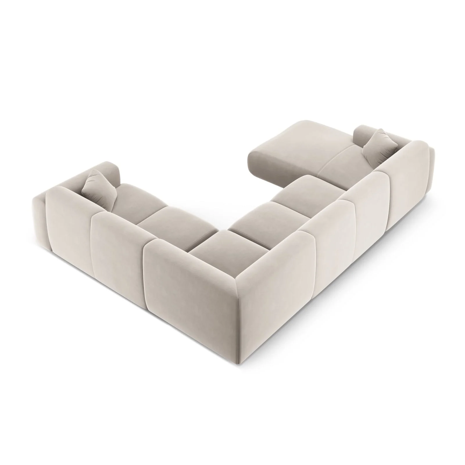 Nolio 6-Sitzer Panorama Ecksofa, Rechte Seite, aus Samt oder Chenille, 342x252x72 cm - Image 49