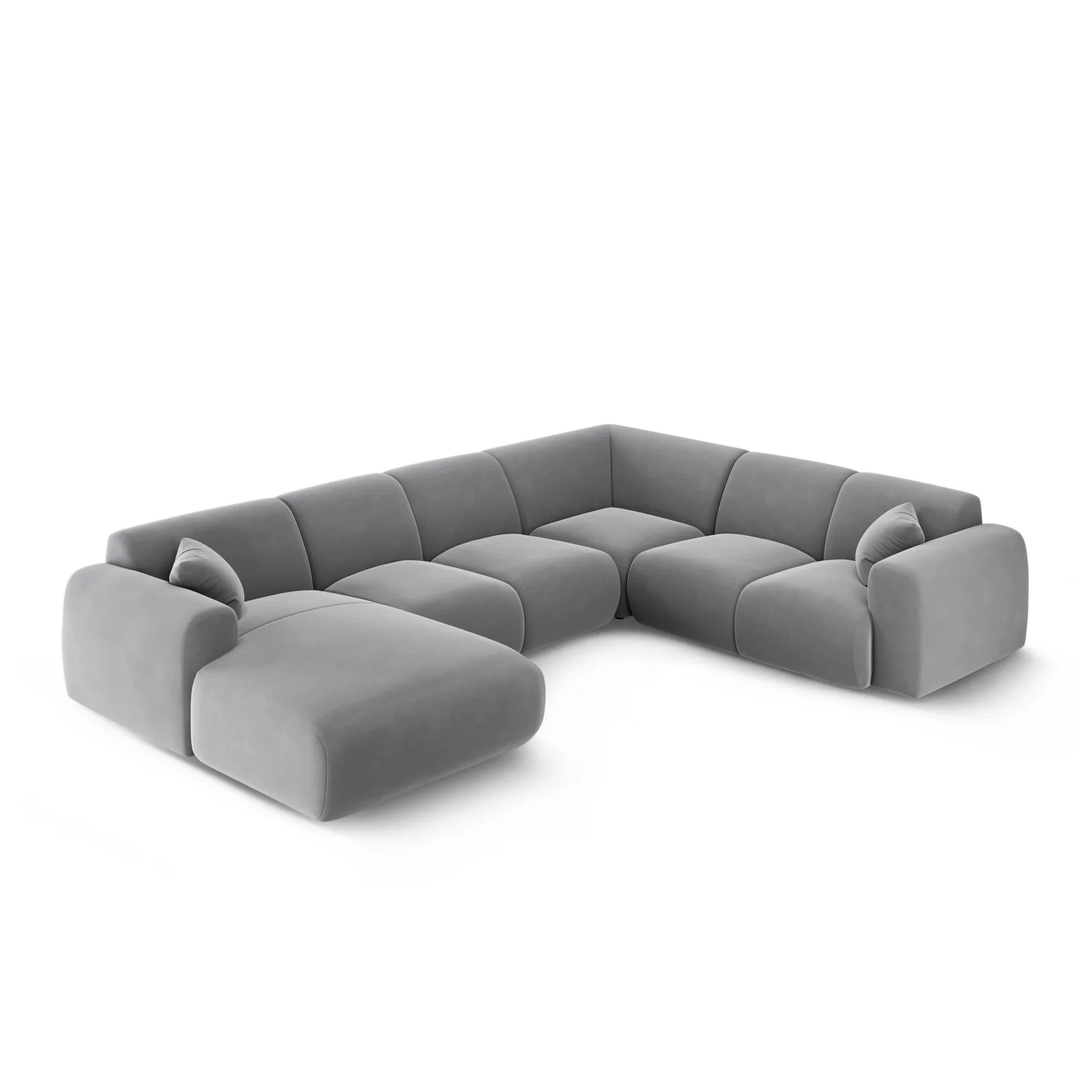 Nolio 6-Sitzer Panorama Ecksofa, Rechte Seite, aus Samt oder Chenille, 342x252x72 cm - Image 53