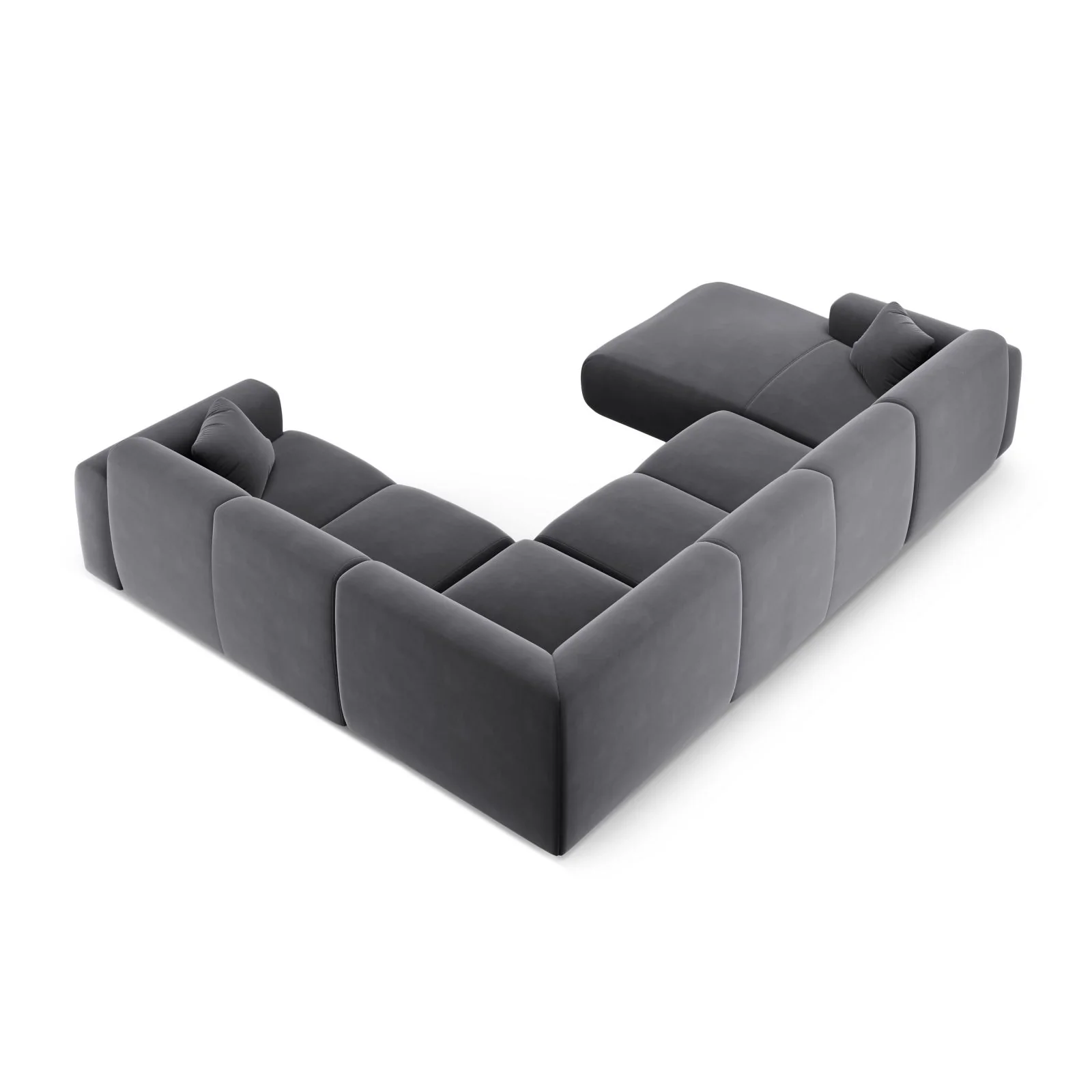 Nolio 6-Sitzer Panorama Ecksofa, Rechte Seite, aus Samt oder Chenille, 342x252x72 cm - Image 59