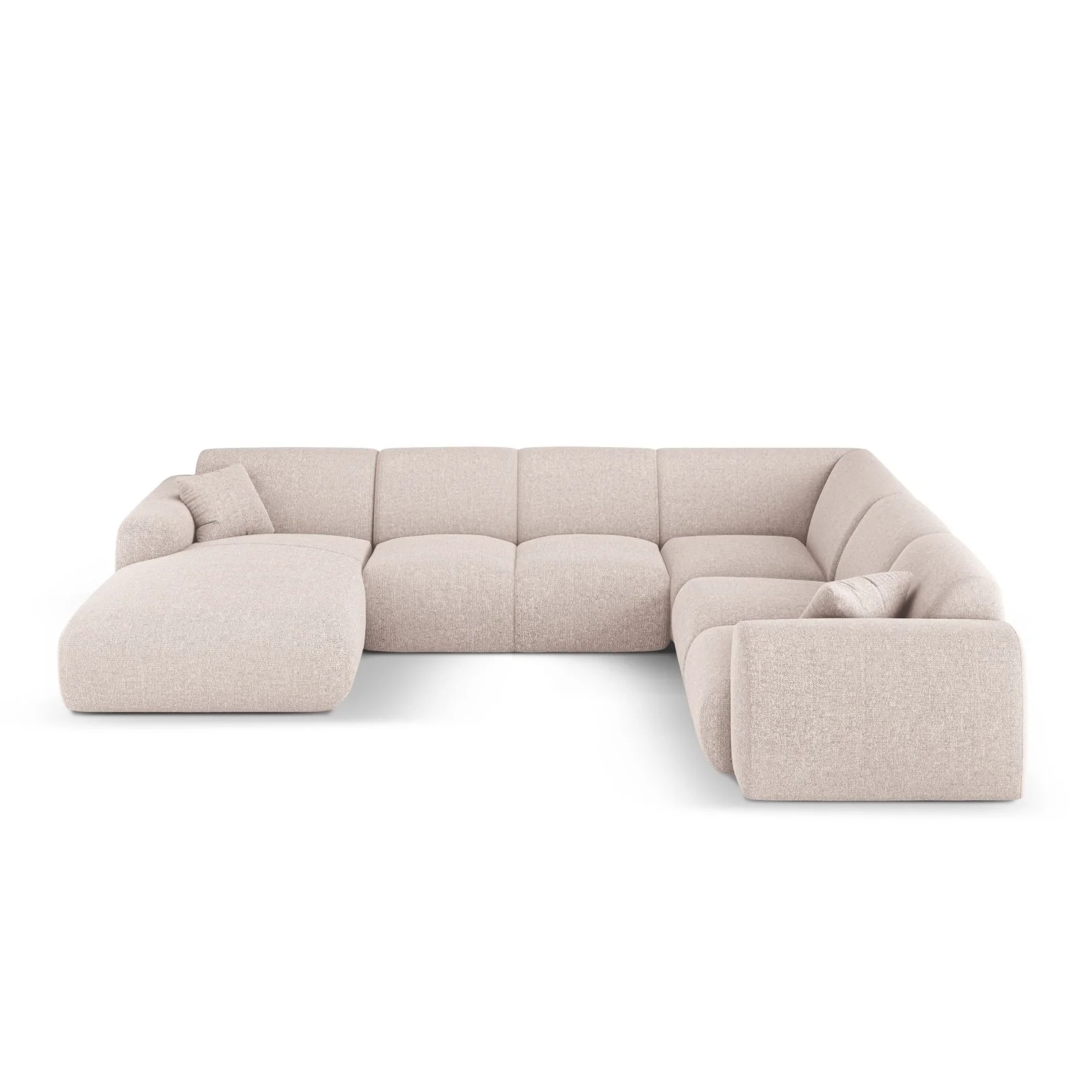 Nolio 6-Sitzer Panorama Ecksofa, Rechte Seite, aus Samt oder Chenille, 342x252x72 cm - Image 6