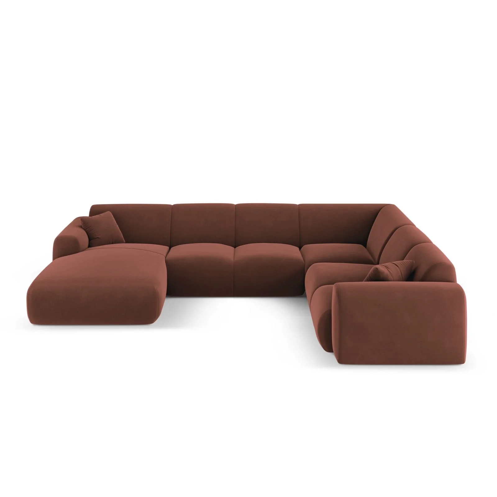 Nolio 6-Sitzer Panorama Ecksofa, Rechte Seite, aus Samt oder Chenille, 342x252x72 cm - Image 61