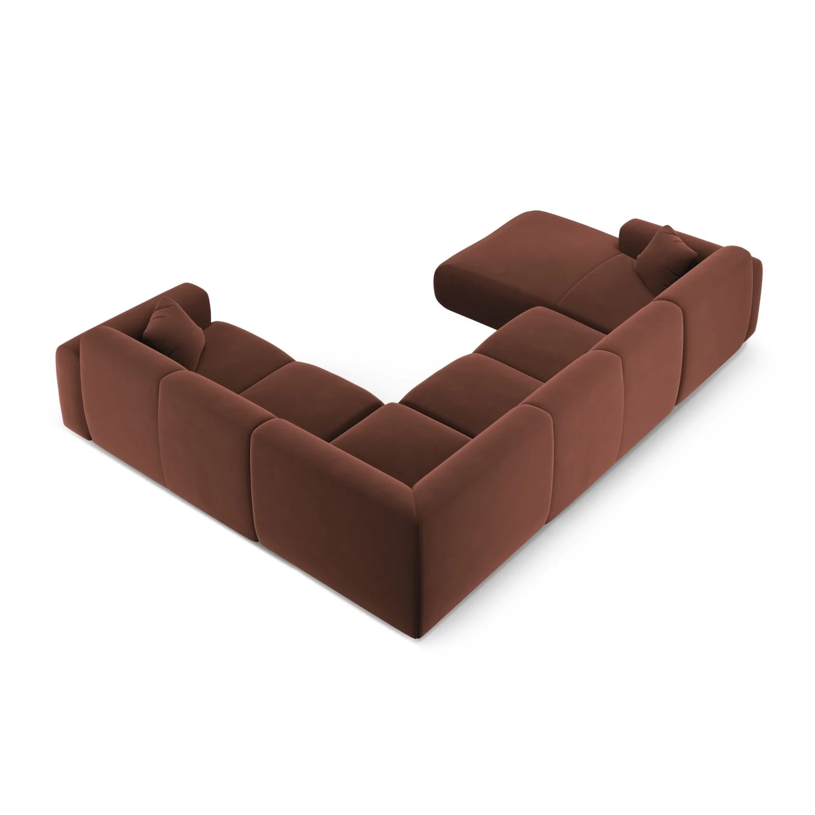Nolio 6-Sitzer Panorama Ecksofa, Rechte Seite, aus Samt oder Chenille, 342x252x72 cm - Image 64