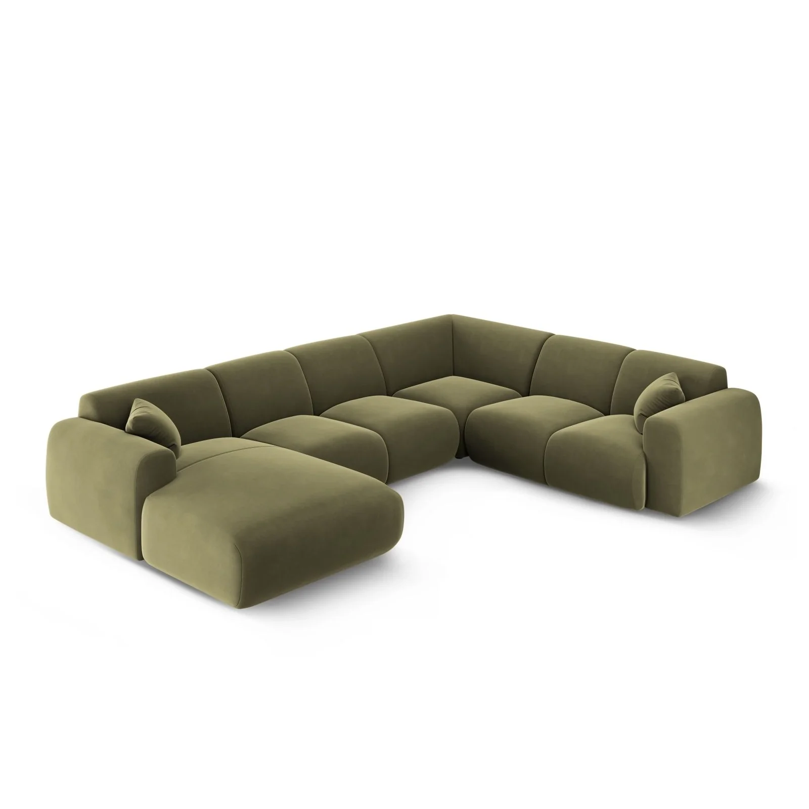 Nolio 6-Sitzer Panorama Ecksofa, Rechte Seite, aus Samt oder Chenille, 342x252x72 cm - Image 68