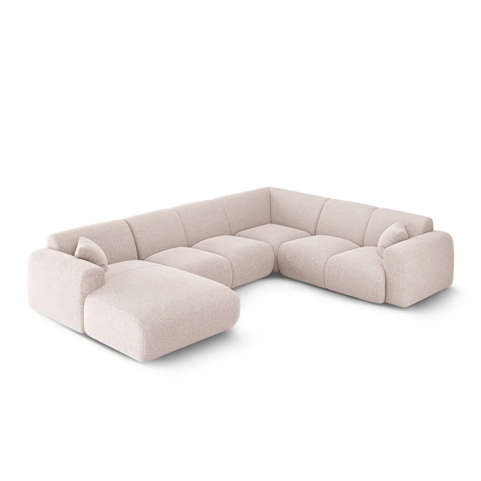 Nolio 6-Sitzer Panorama Ecksofa, Rechte Seite, aus Samt oder Chenille, 342x252x72 cm - Image 8