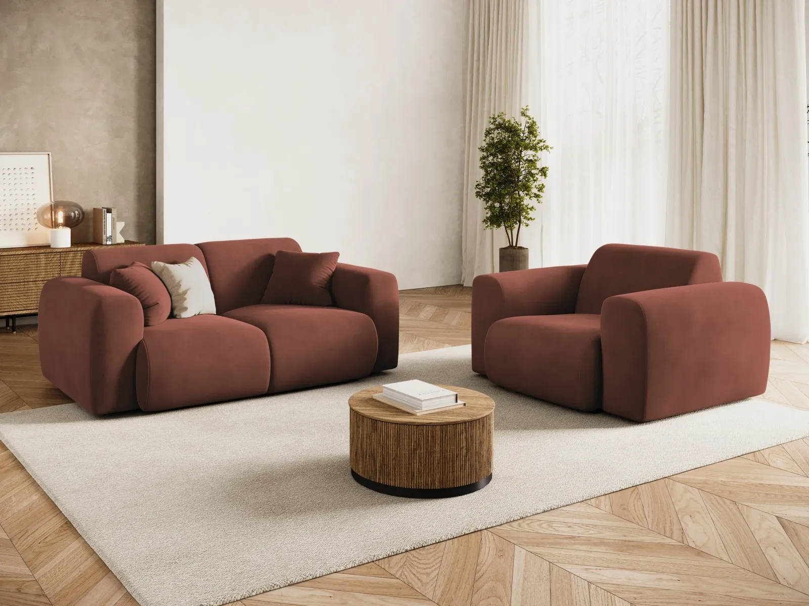 Nolio Sessel aus Samt oder Chenille, 105x95x72 cm - Image 74