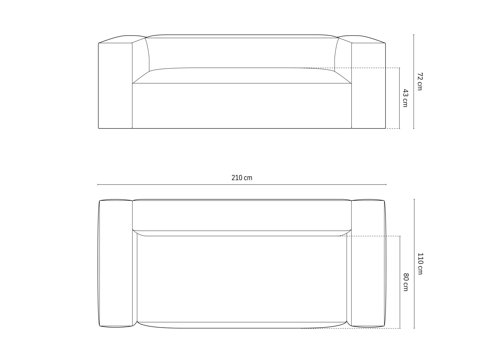 Nuria 3-Sitzer Sofa mit Bezug in Samt, Strukturstoff oder Boucle-Stoff, 210x110 cm - Image 9
